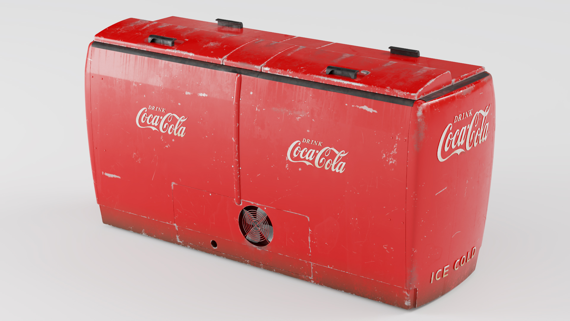 Worn Vintage Double Refrigerator with Coca Cola Inside 3D model
