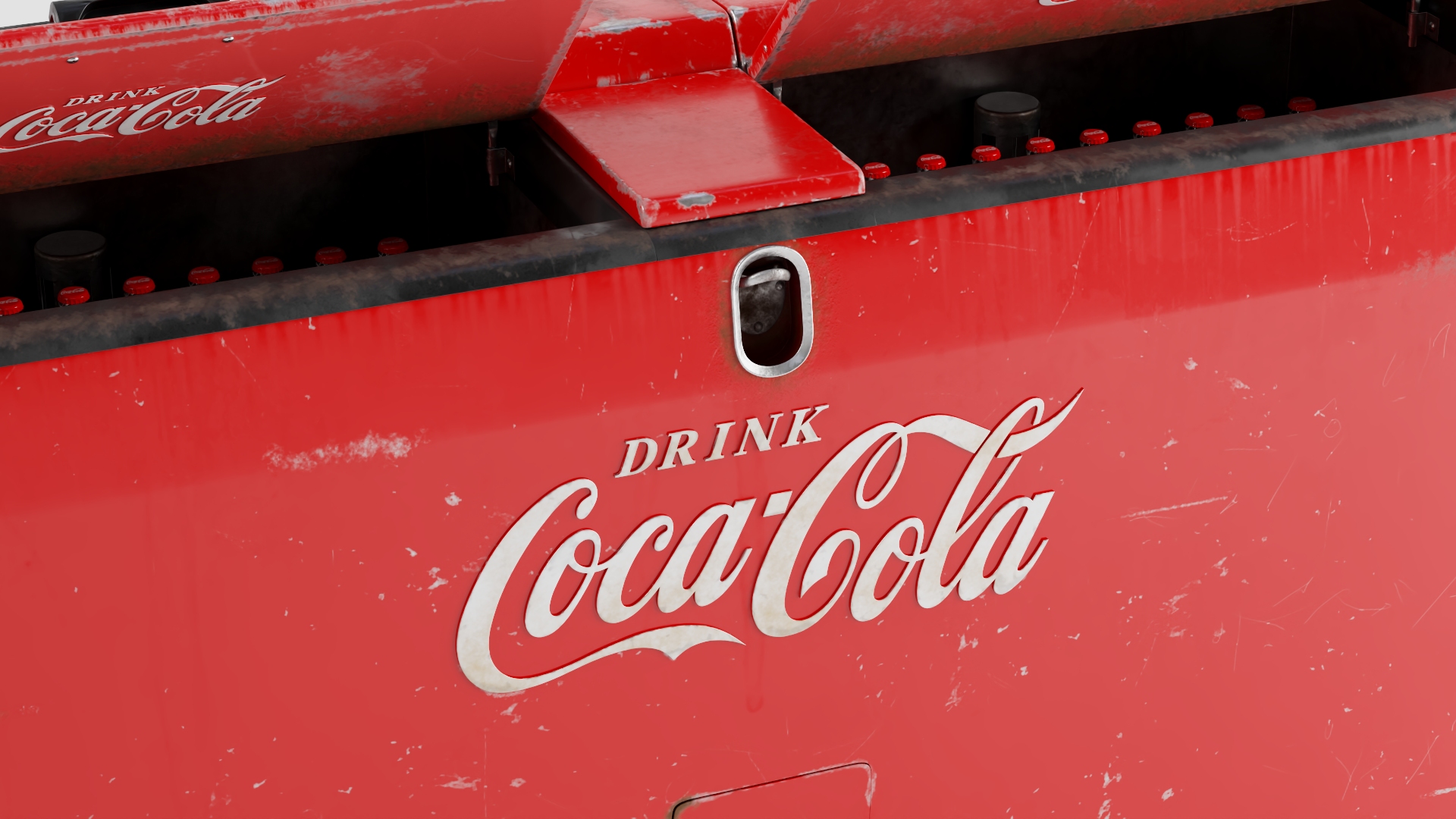 Worn Vintage Double Refrigerator with Coca Cola Inside 3D model