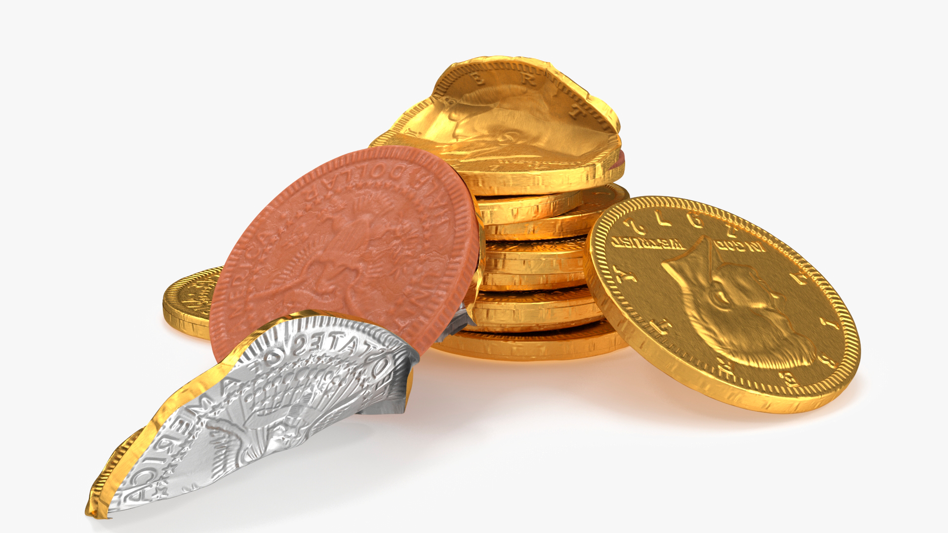 Milk Chocolate Half Dollar Golden Coins 3D model