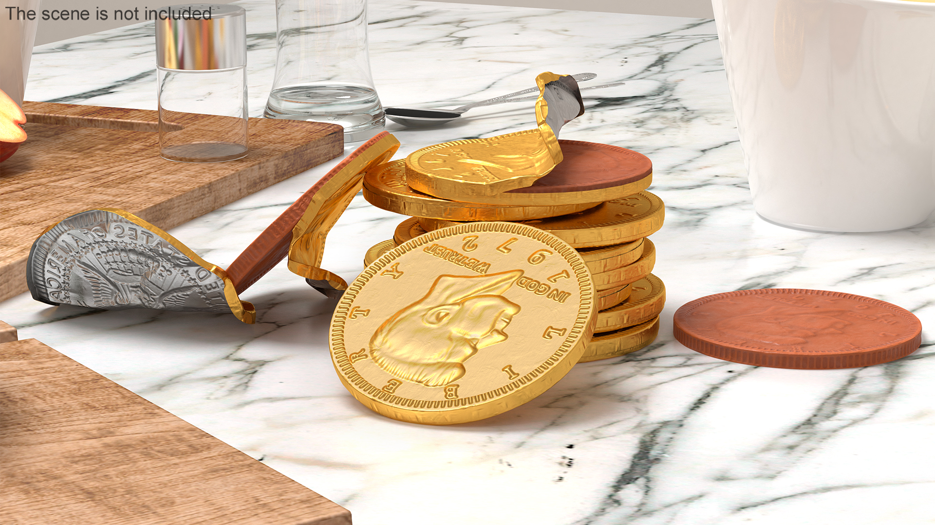 Milk Chocolate Half Dollar Golden Coins 3D model