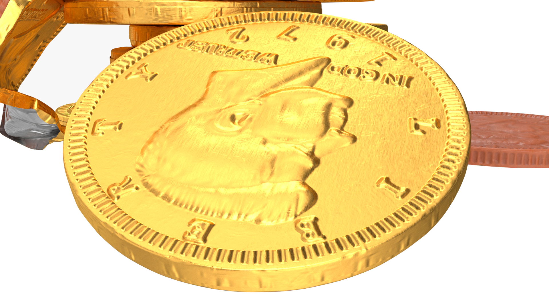 Milk Chocolate Half Dollar Golden Coins 3D model
