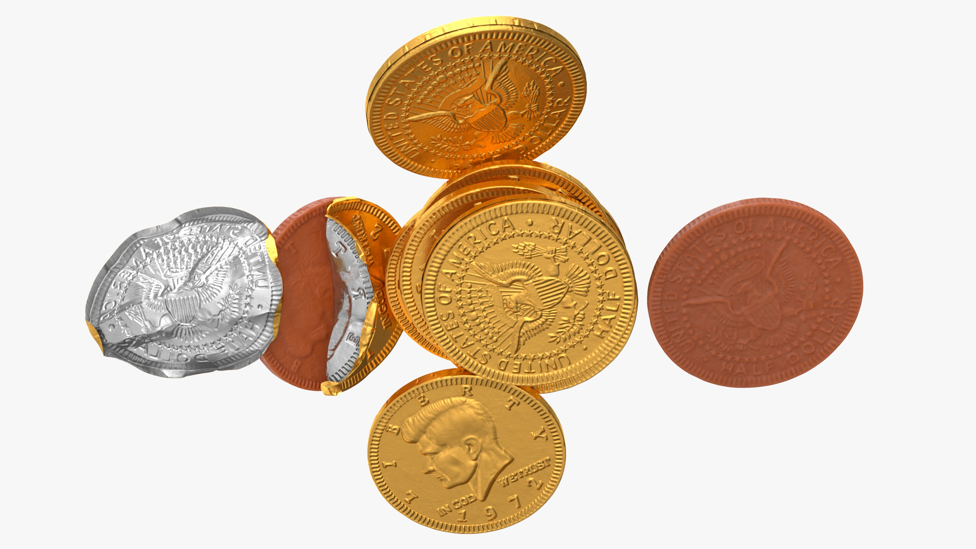 Milk Chocolate Half Dollar Golden Coins 3D model