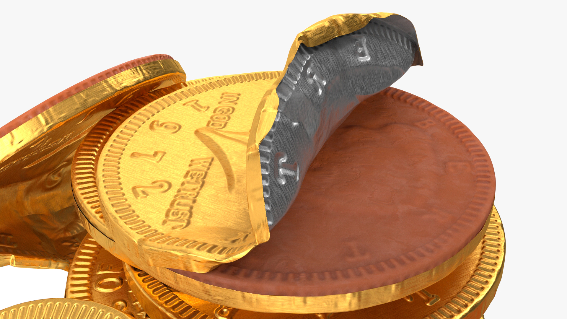 Milk Chocolate Half Dollar Golden Coins 3D model