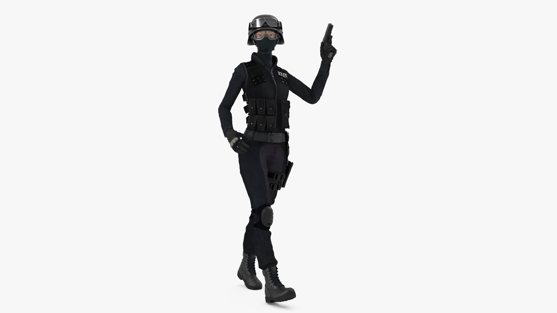Female Military Swat Asian Rigged for Cinema 4D 3D