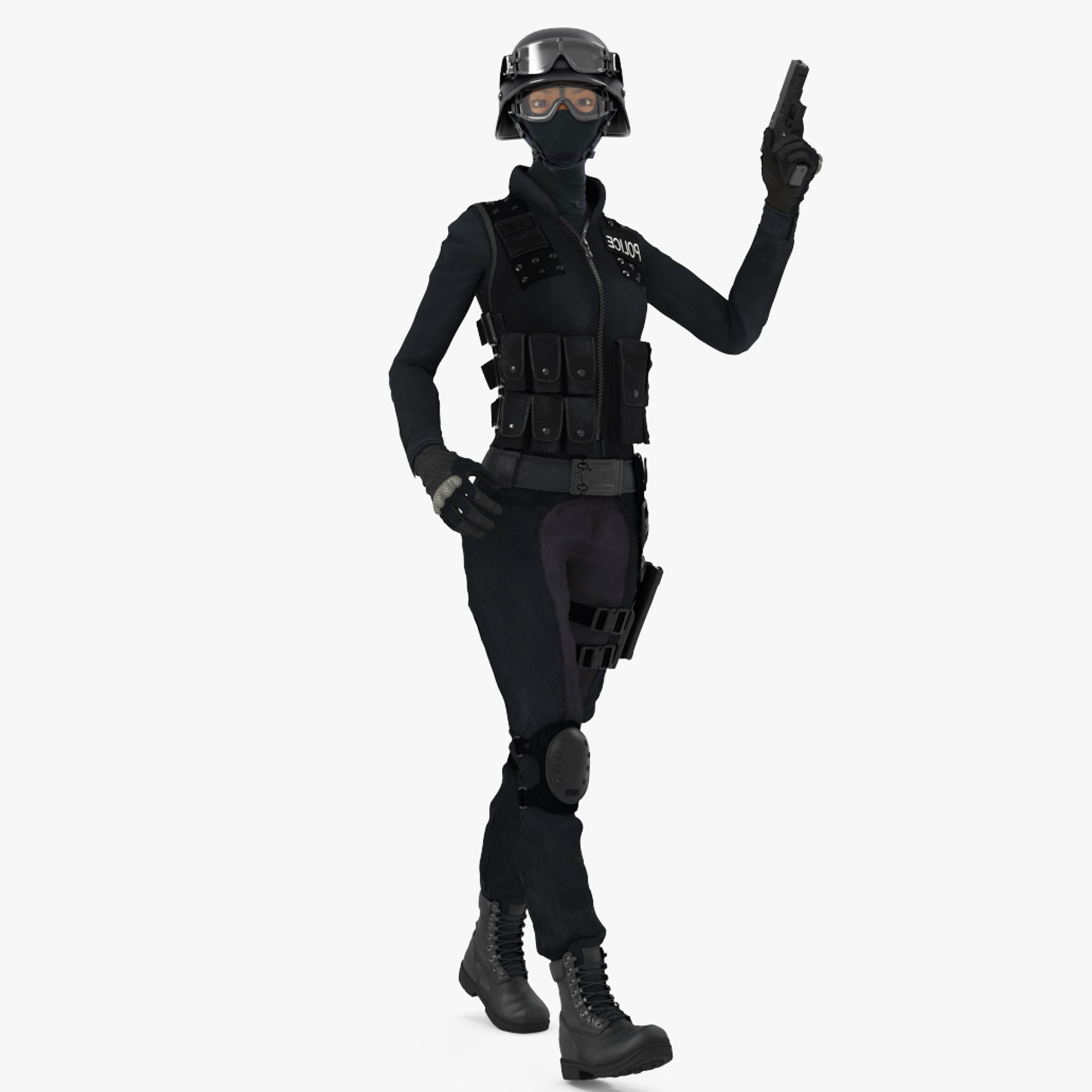 Female Military Swat Asian Rigged for Cinema 4D 3D