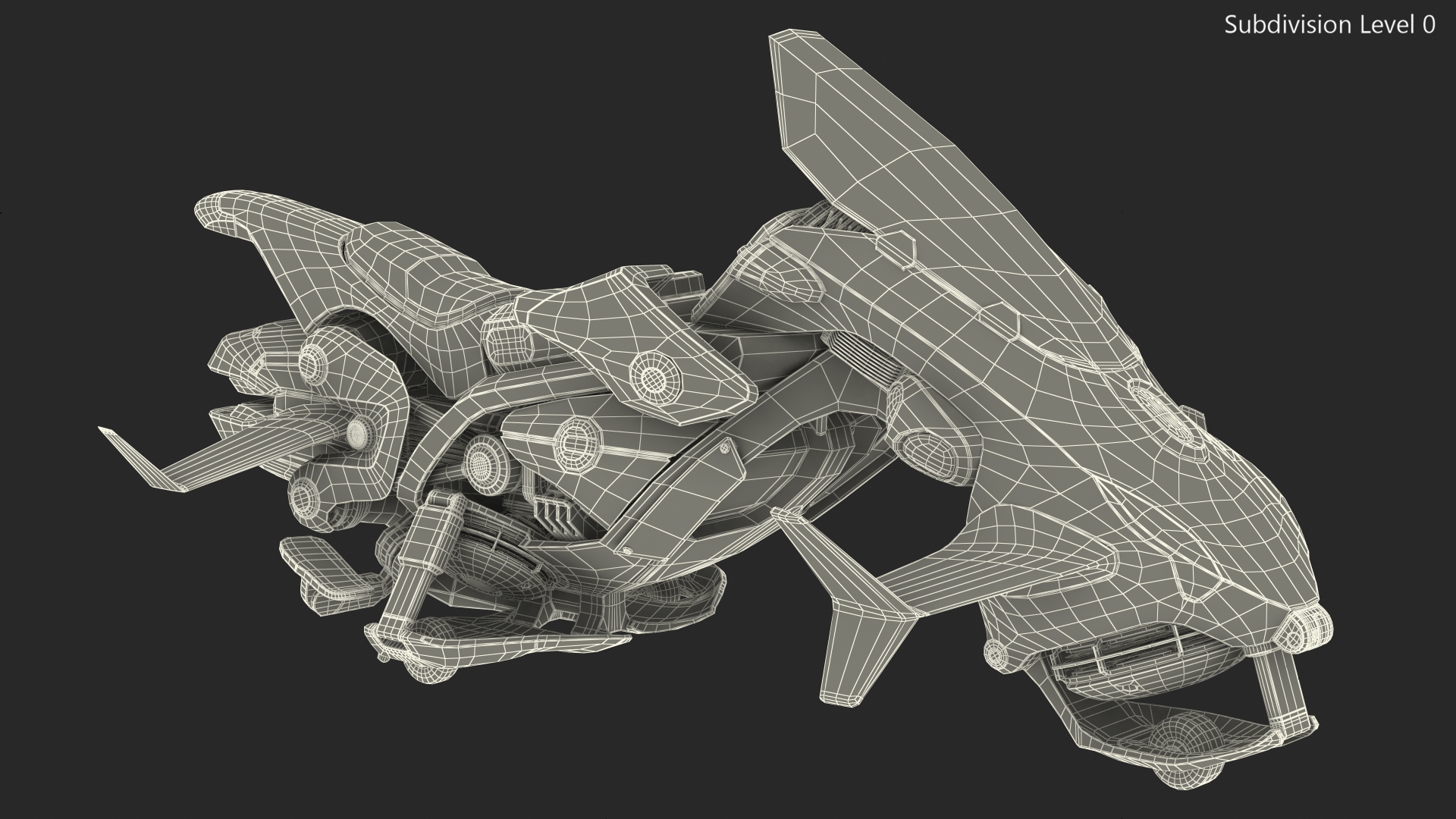 Scifi Fly Motorcycle Yellow Rigged 3D model
