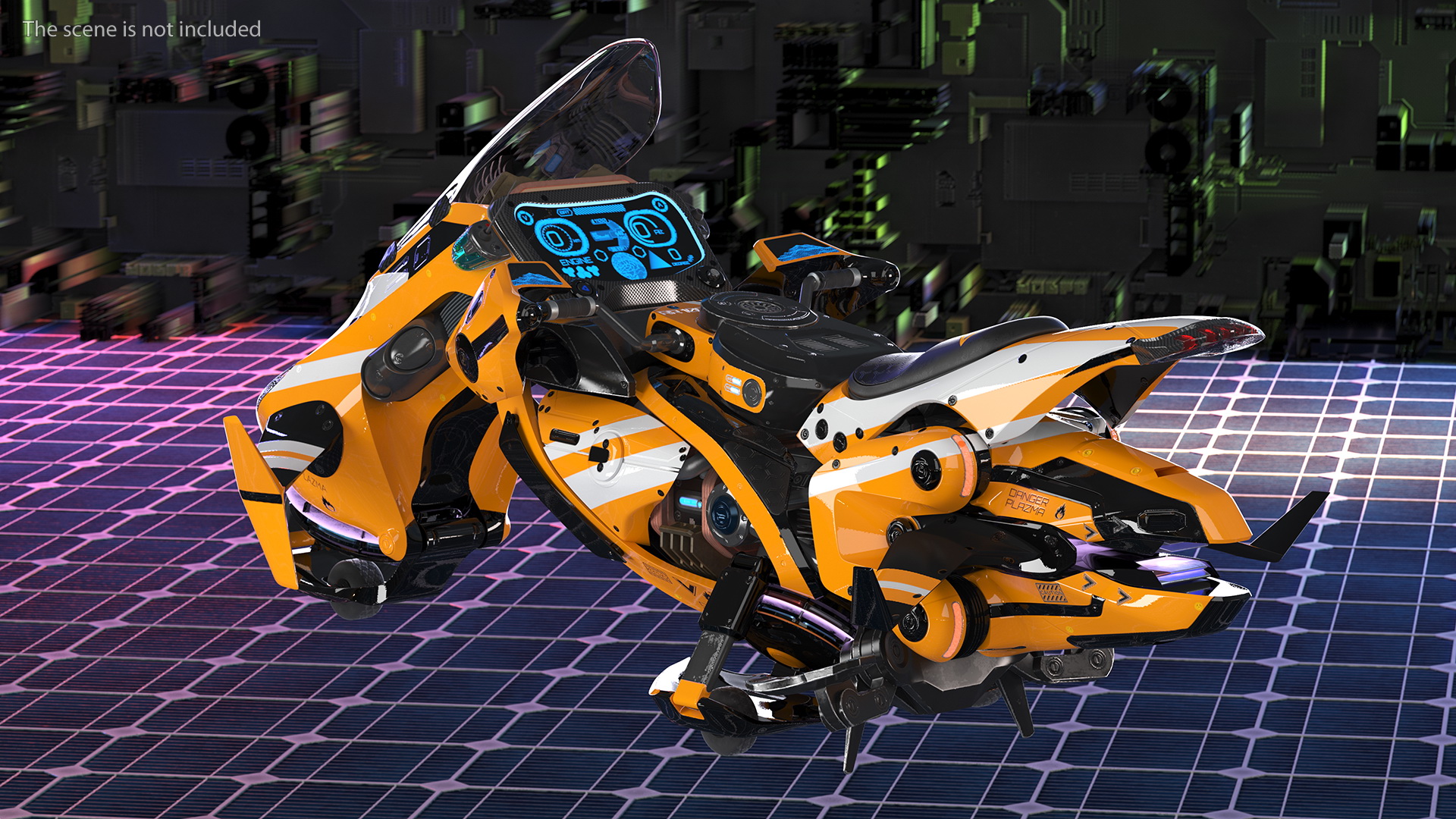 Scifi Fly Motorcycle Yellow Rigged 3D model
