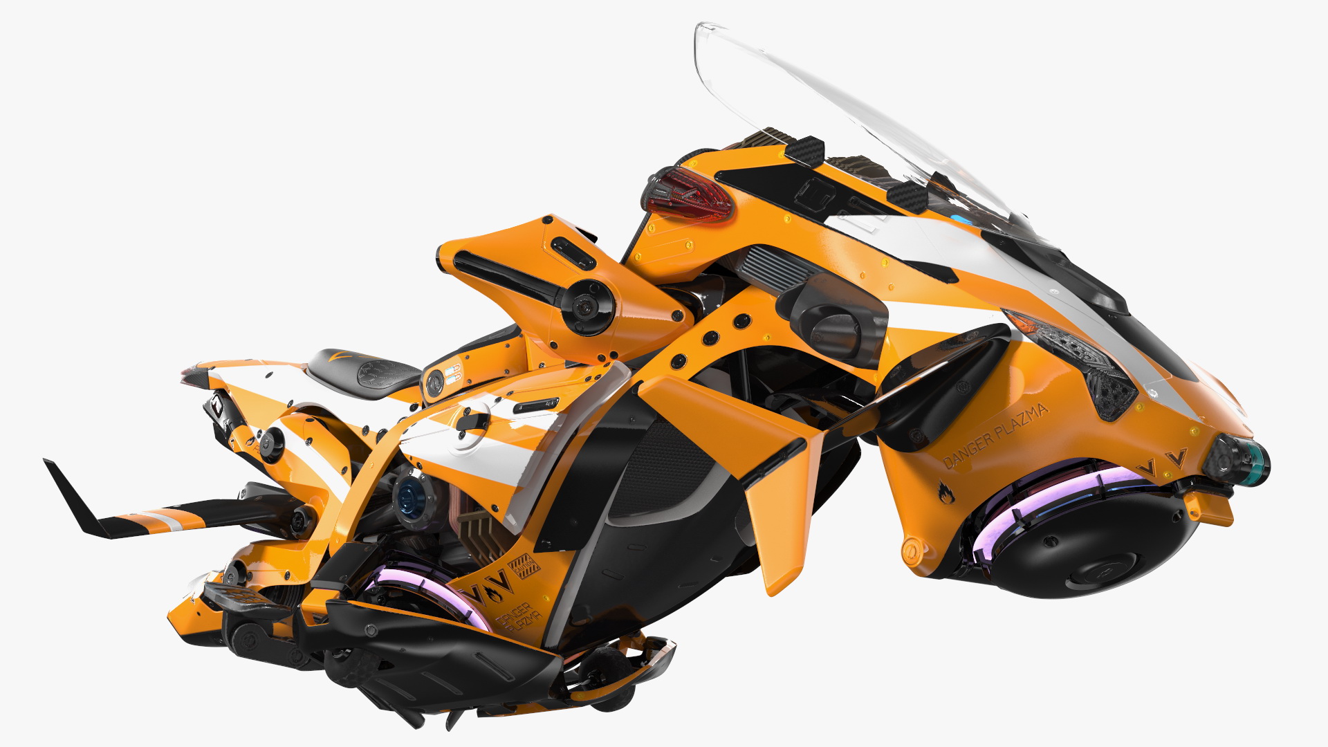 Scifi Fly Motorcycle Yellow Rigged 3D model