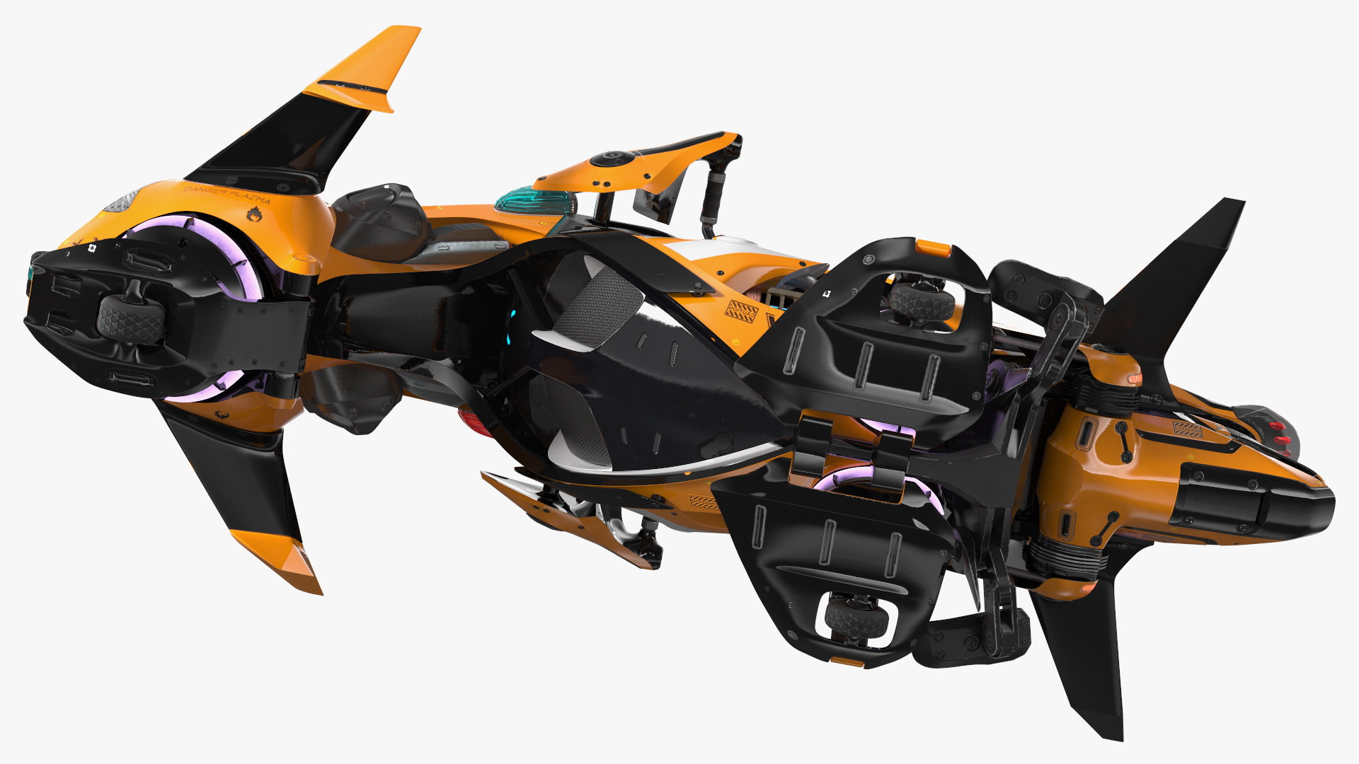 Scifi Fly Motorcycle Yellow Rigged 3D model