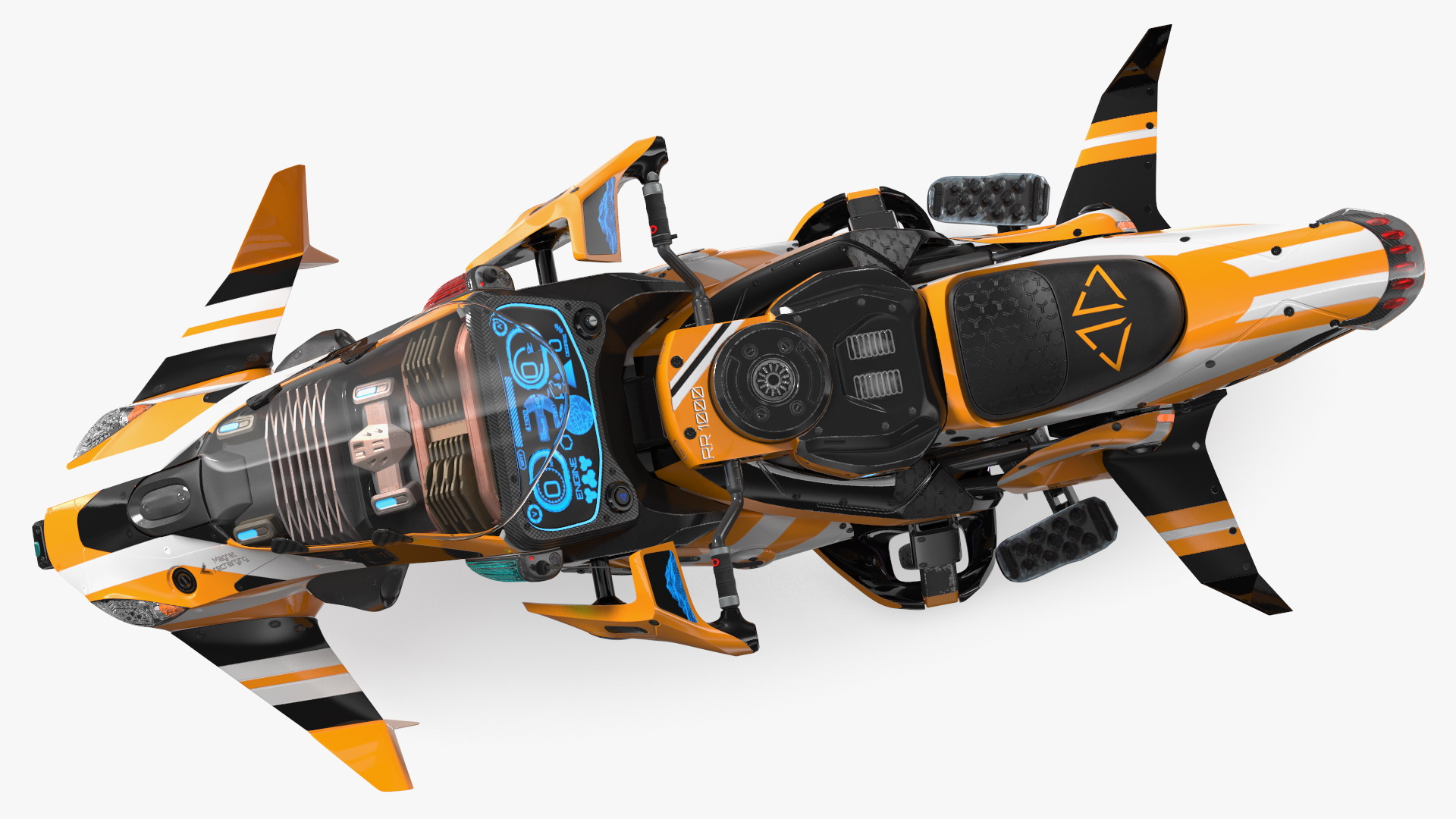Scifi Fly Motorcycle Yellow Rigged 3D model
