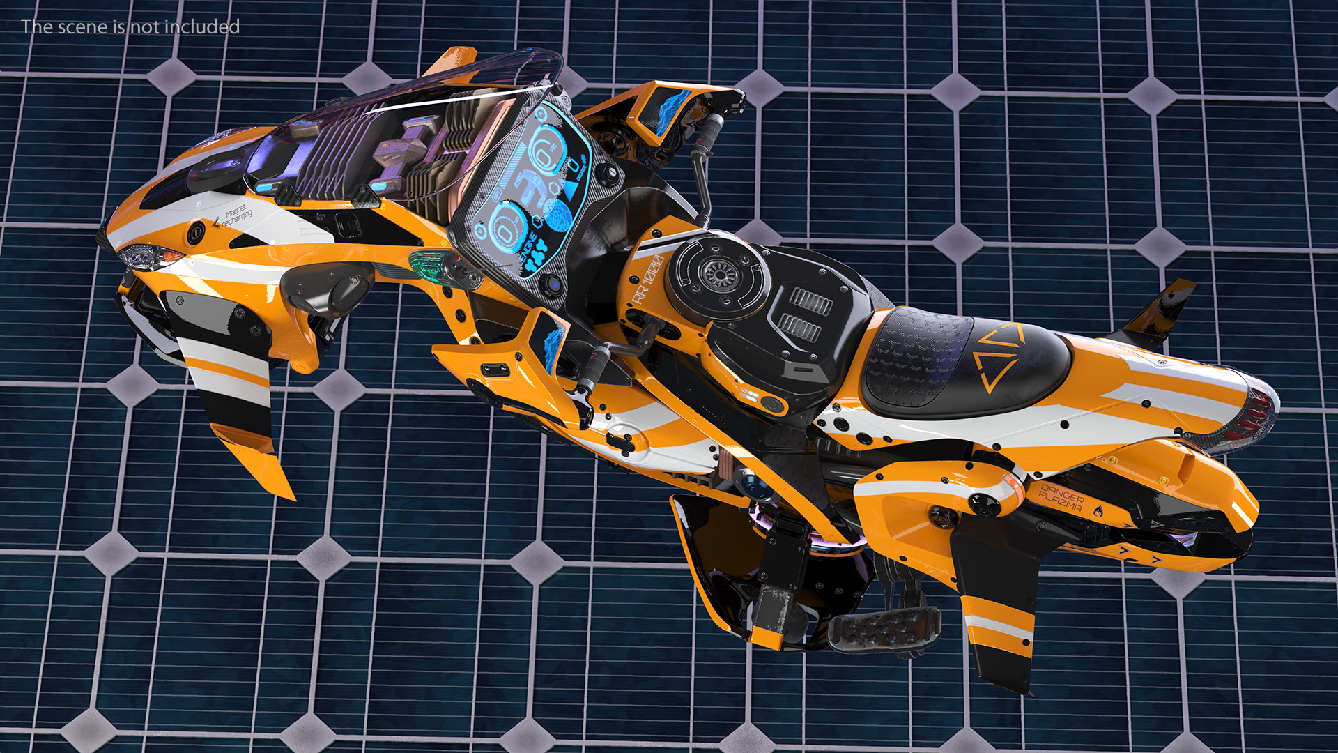 Scifi Fly Motorcycle Yellow Rigged 3D model
