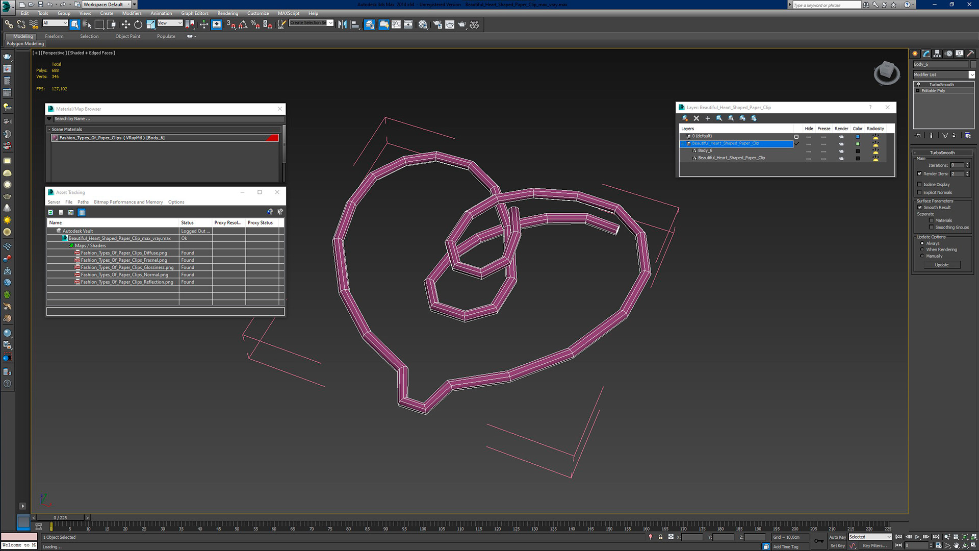 3D Beautiful Heart Shaped Paper Clip model