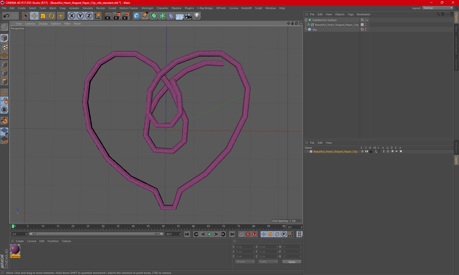 3D Beautiful Heart Shaped Paper Clip model