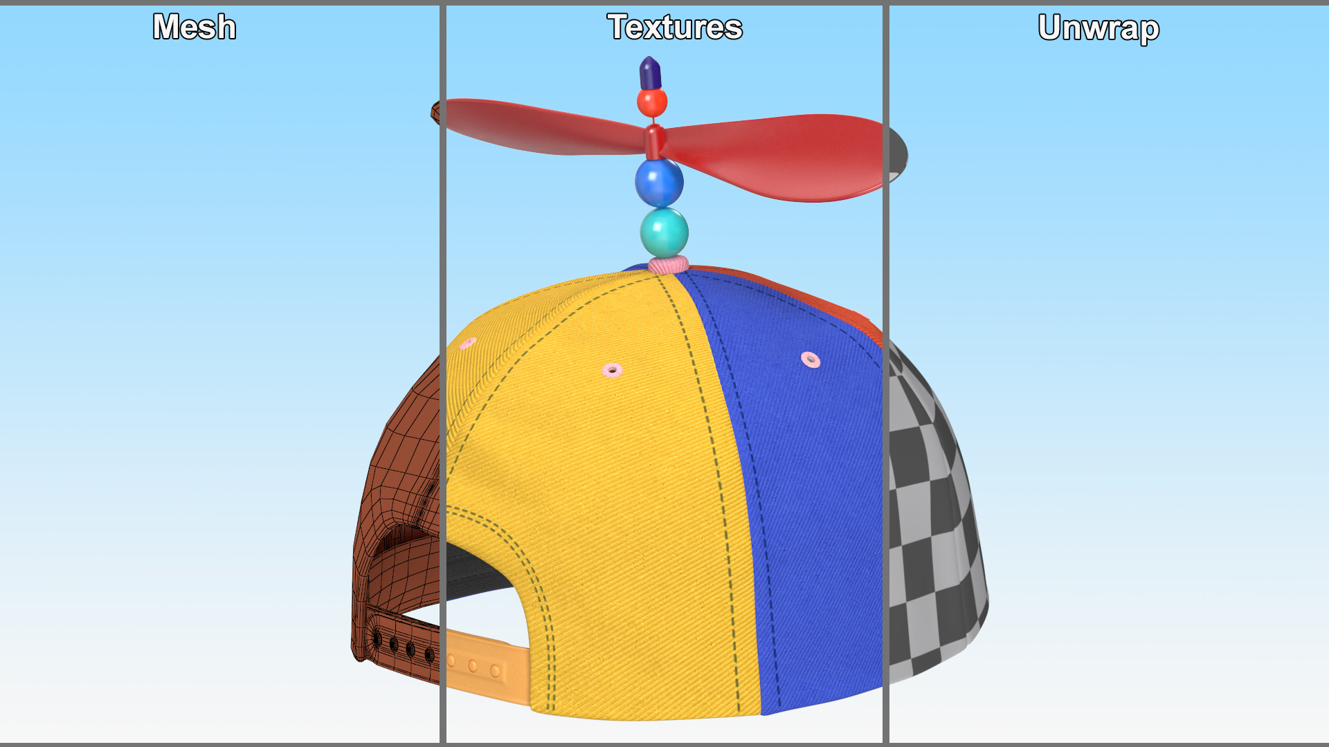 3D Colorful Propeller Hat Brimless