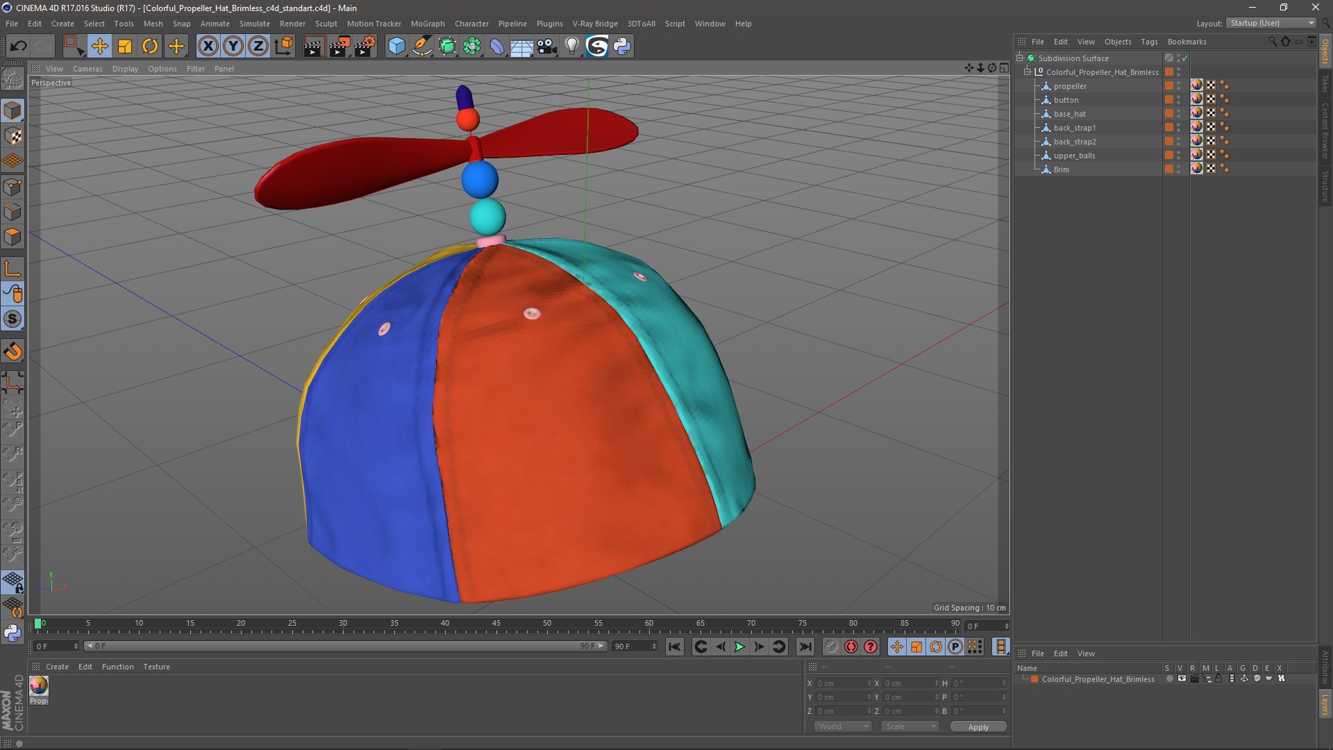 3D Colorful Propeller Hat Brimless