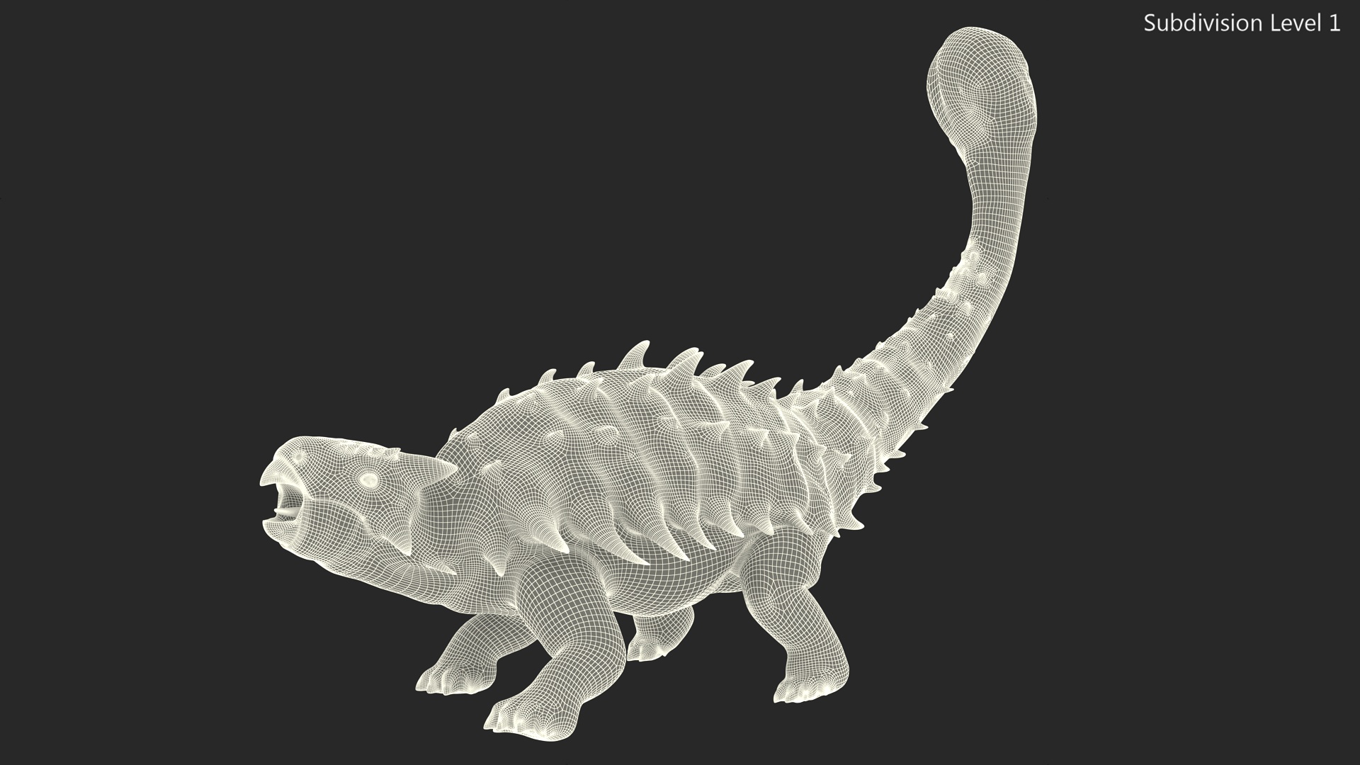 3D Ankylosaurus Deserted in Attack Pose