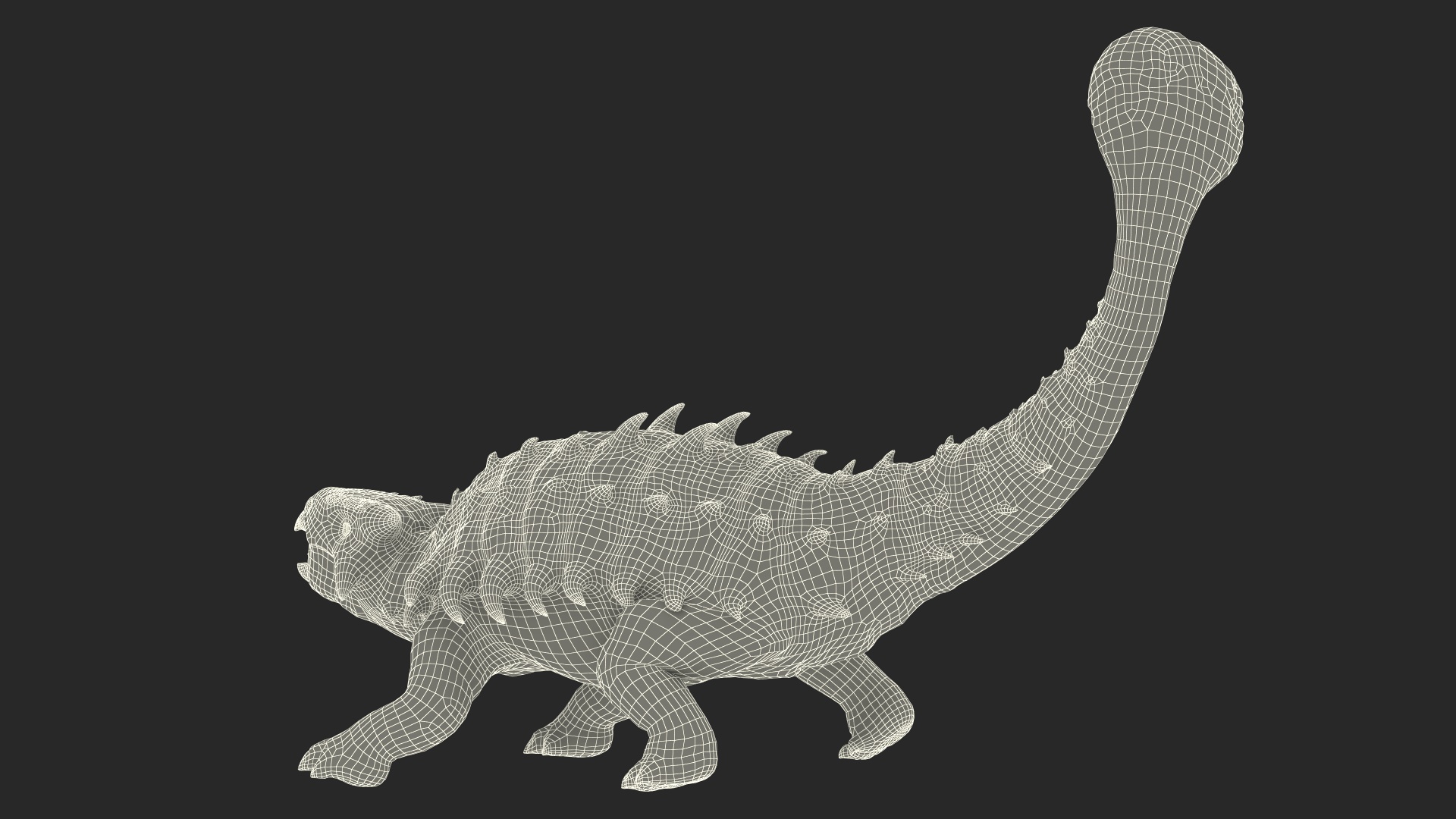 3D Ankylosaurus Deserted in Attack Pose