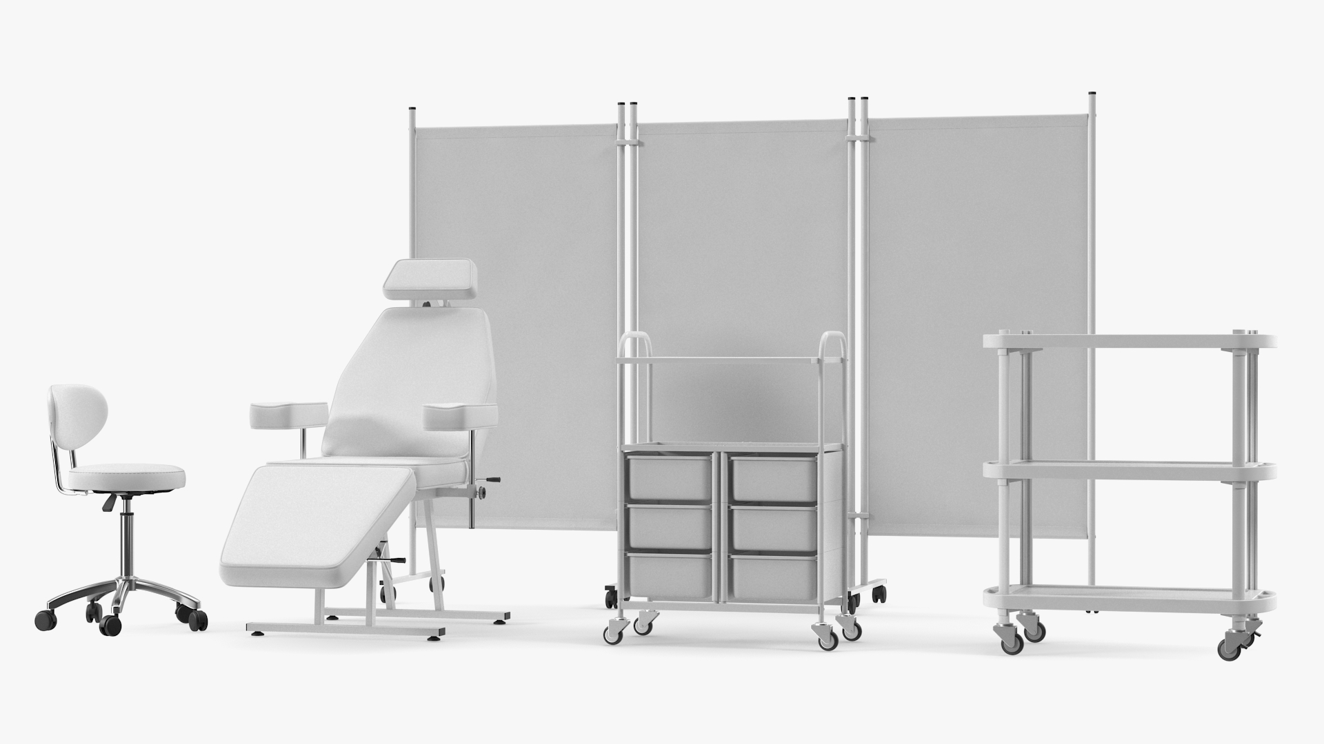 Medical Furniture Set White 3D