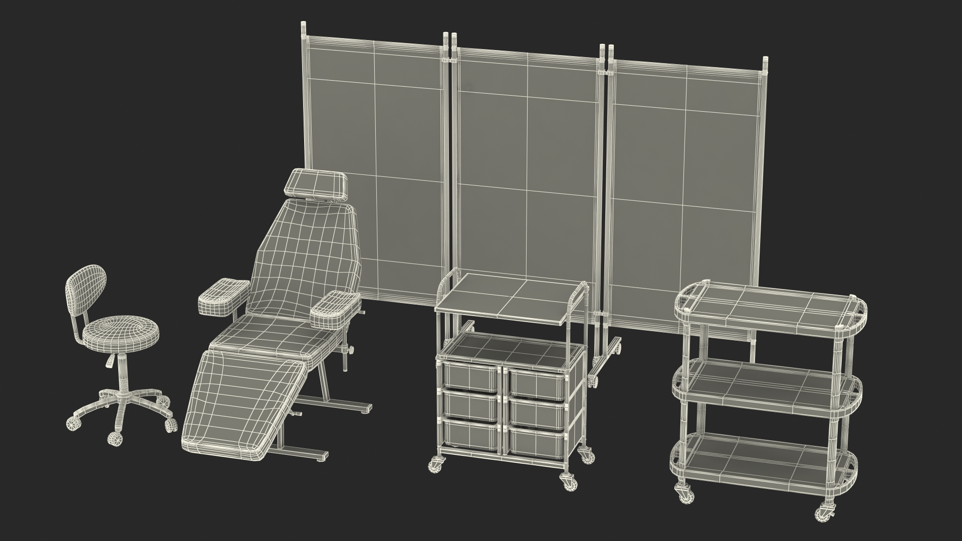 Medical Furniture Set White 3D