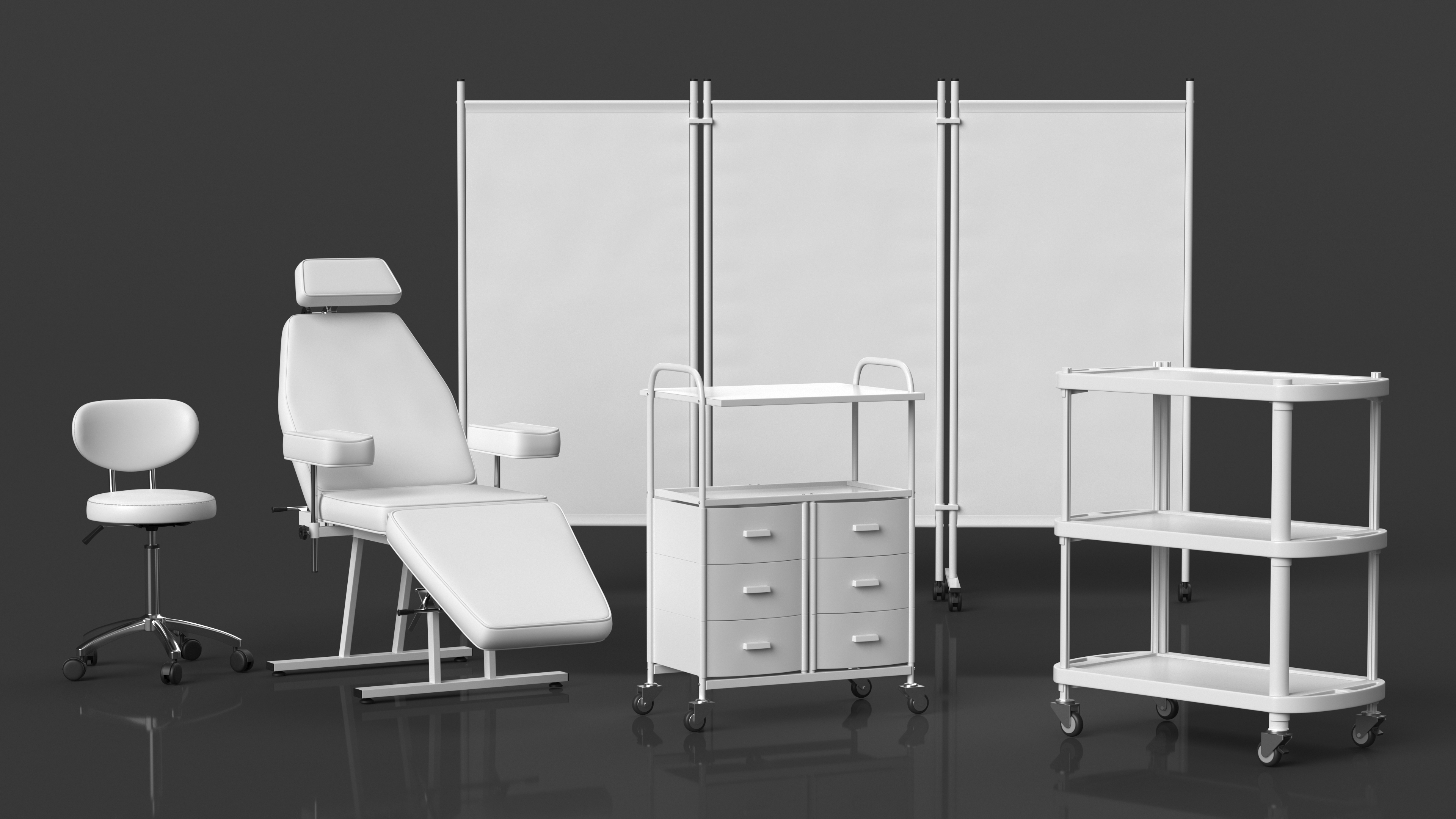 Medical Furniture Set White 3D