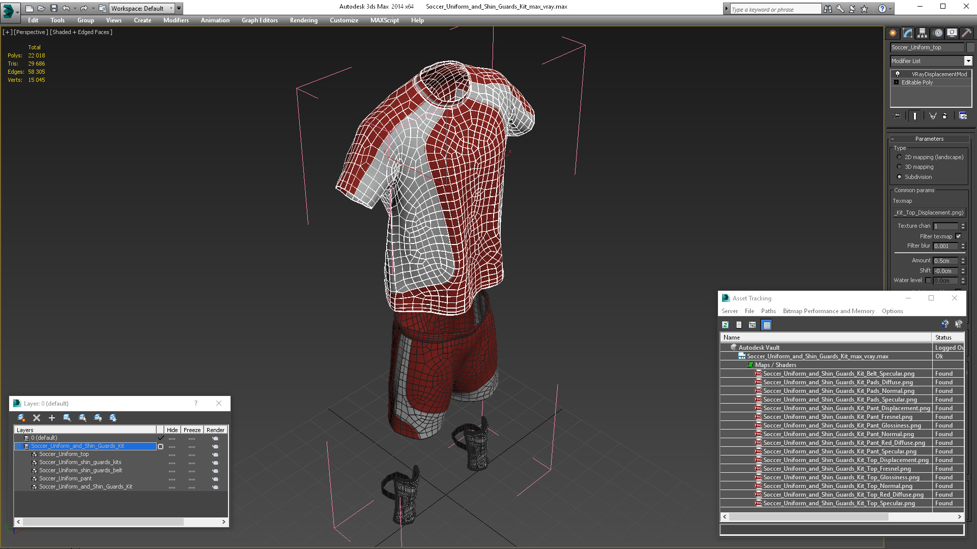 Soccer Uniform and Shin Guards Kit 3D model