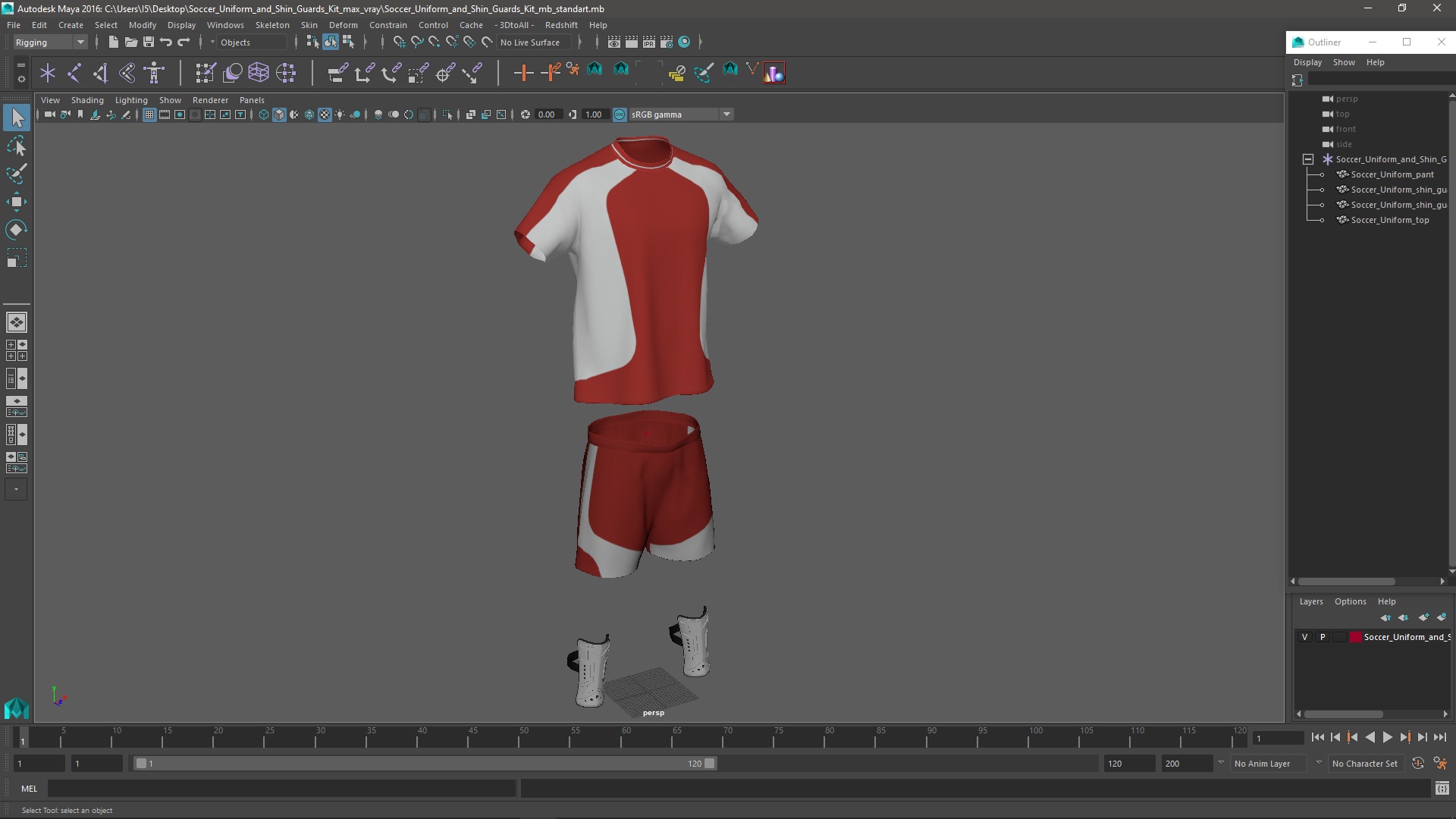 Soccer Uniform and Shin Guards Kit 3D model