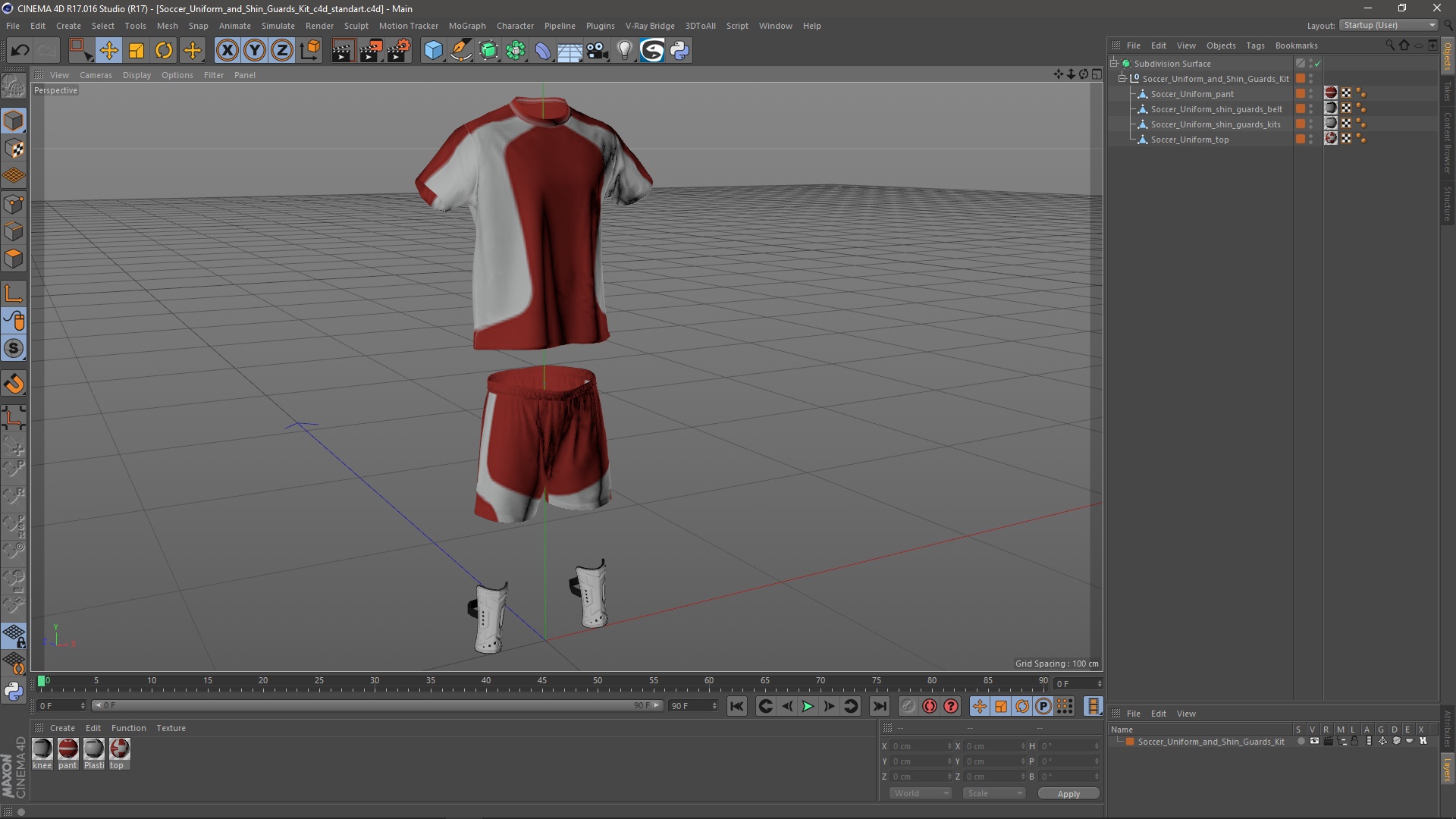 Soccer Uniform and Shin Guards Kit 3D model