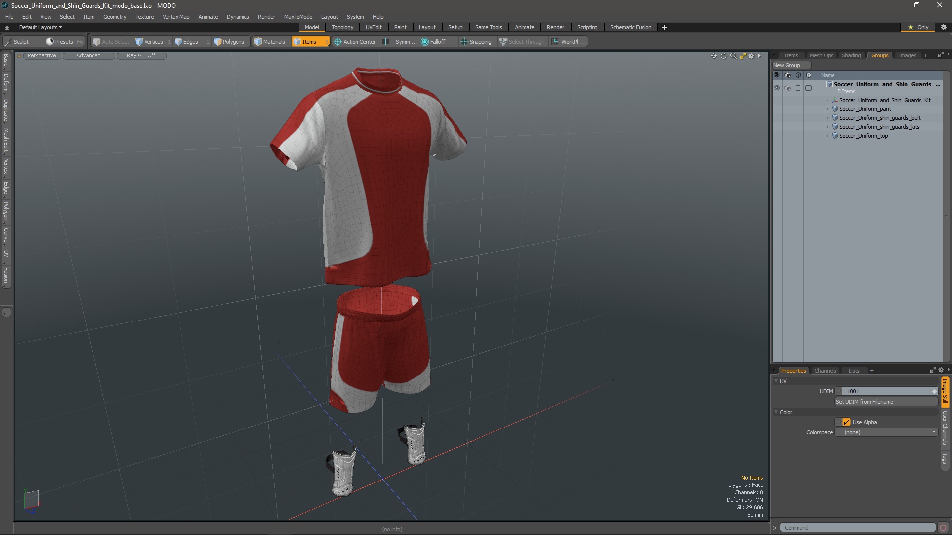 Soccer Uniform and Shin Guards Kit 3D model