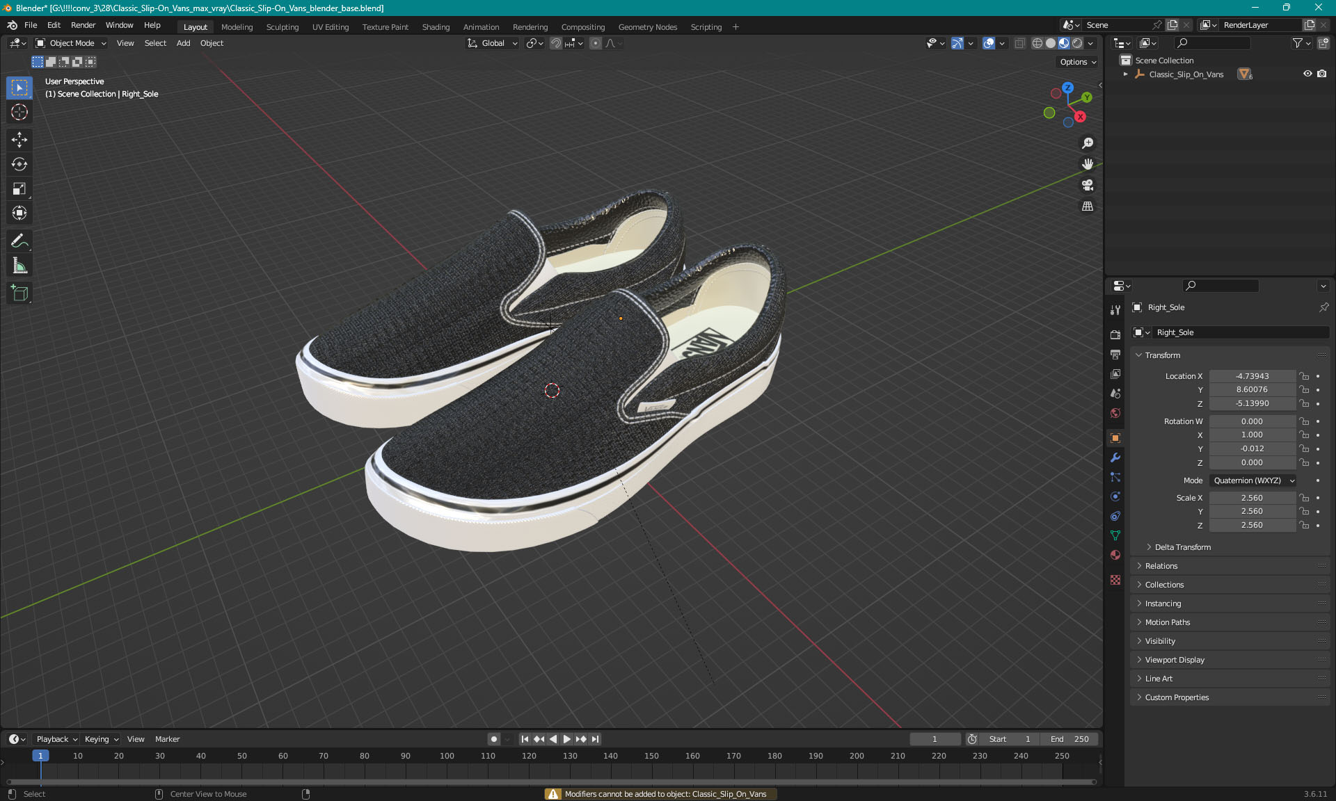 3D model Classic Slip-On Vans
