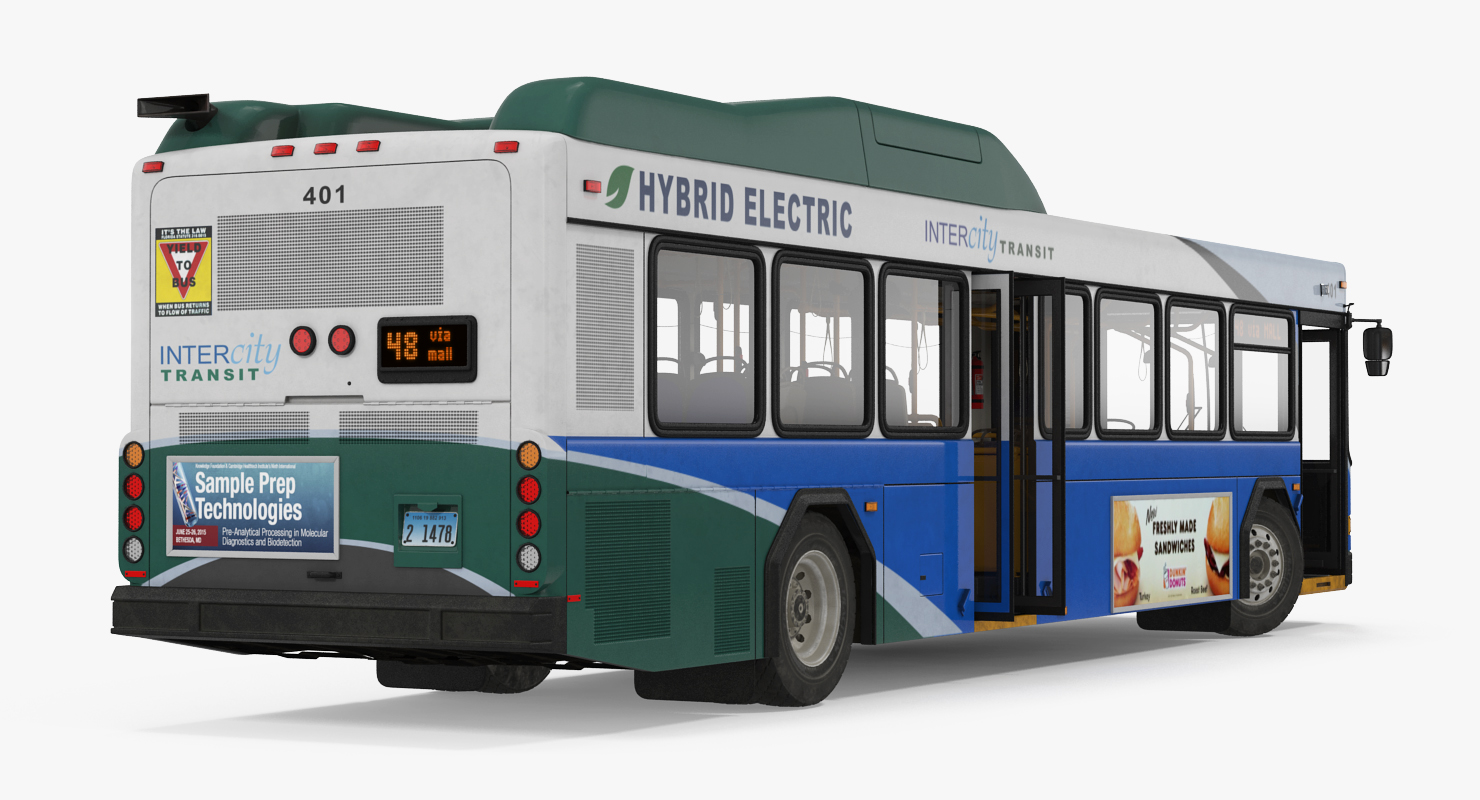 Gillig Advantage Hybrid Bus Intercity Transit Rigged 3D