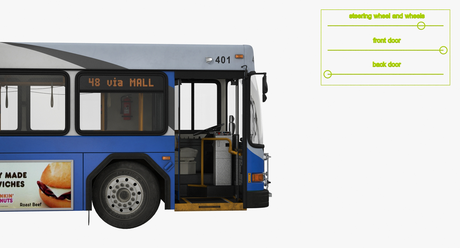 Gillig Advantage Hybrid Bus Intercity Transit Rigged 3D