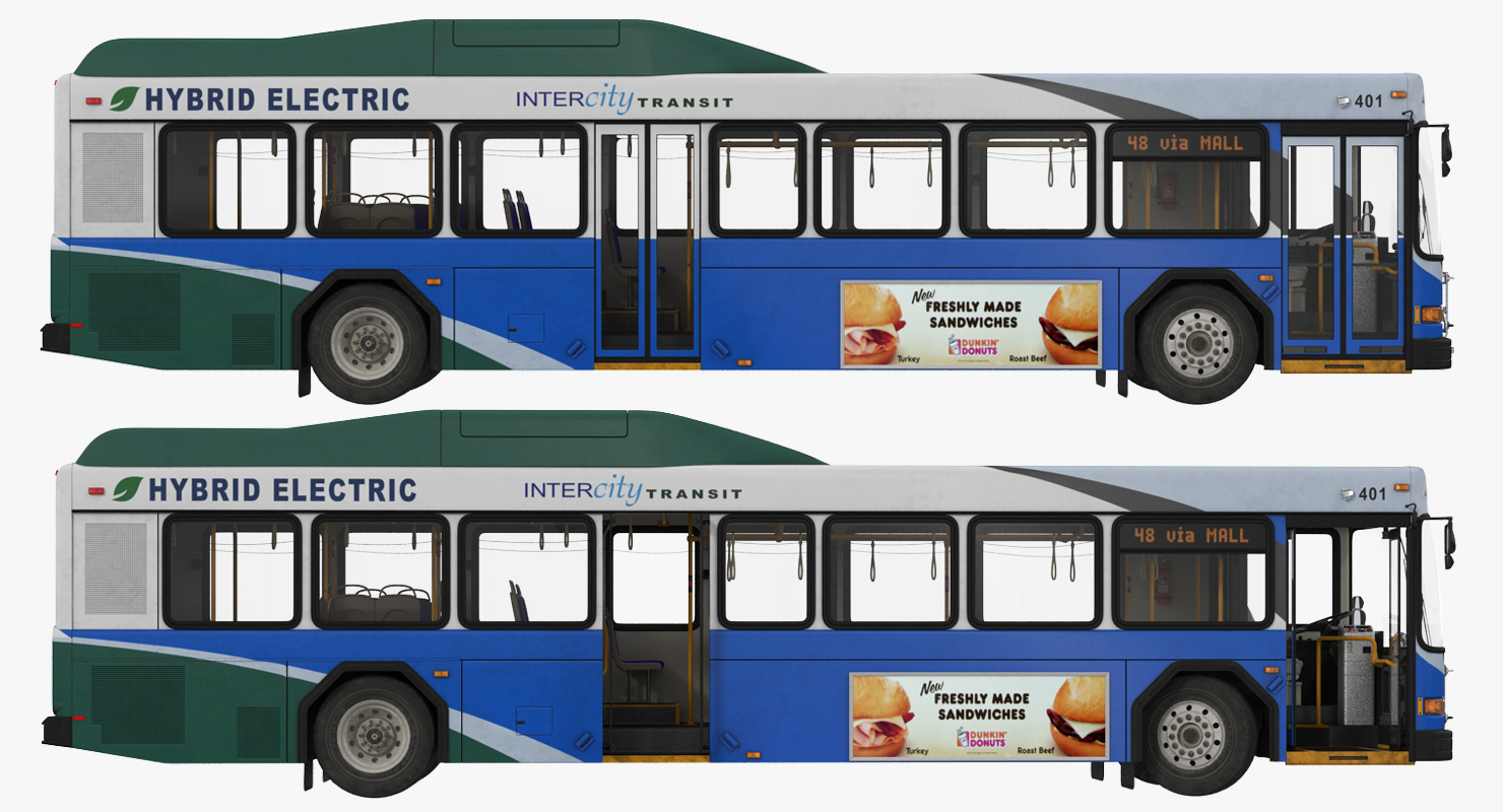 Gillig Advantage Hybrid Bus Intercity Transit Rigged 3D