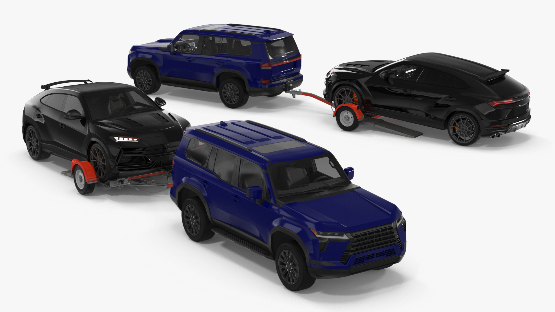 3D model Premium SUV with Tow Dolly and Sport Car