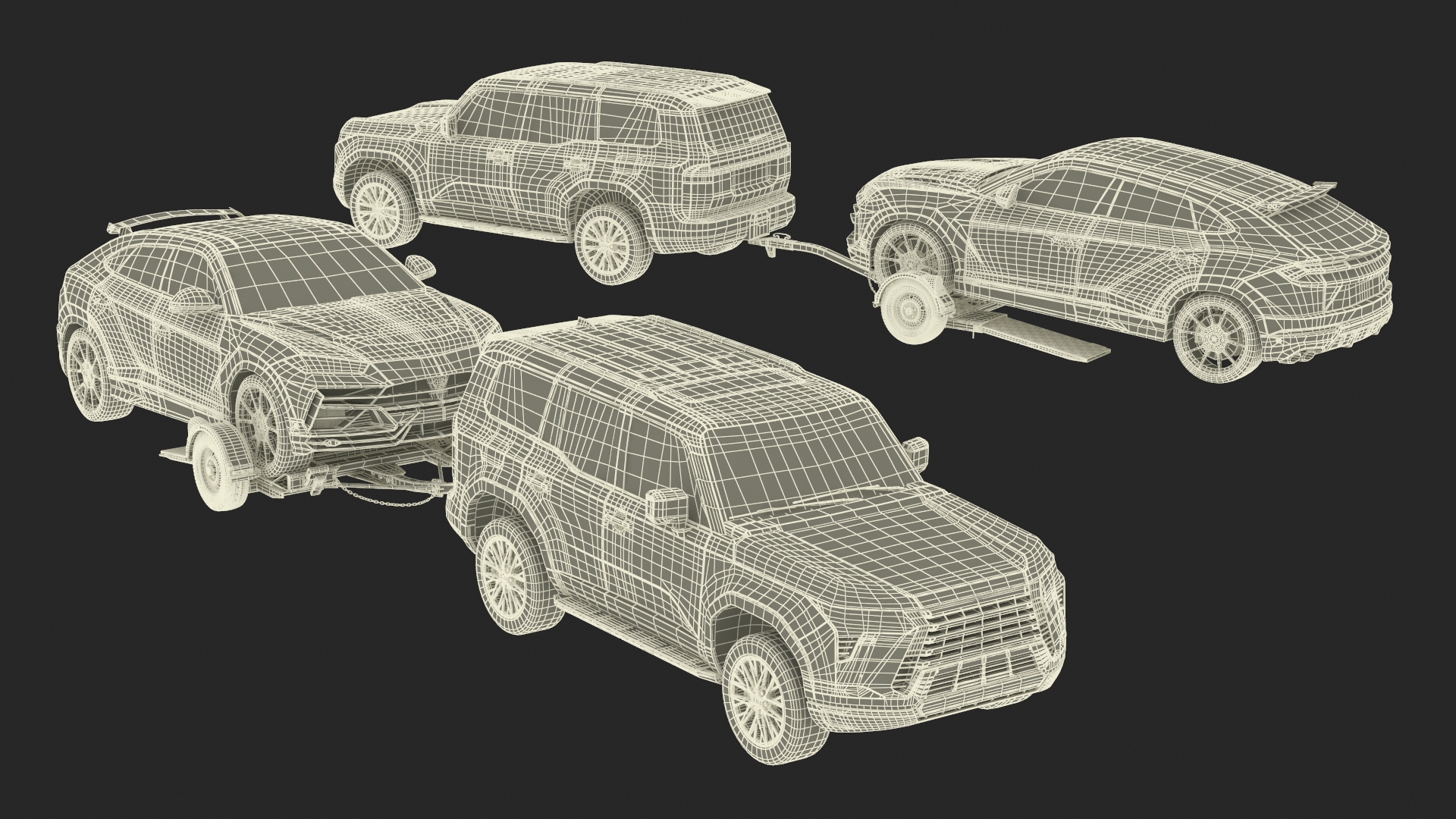 3D model Premium SUV with Tow Dolly and Sport Car