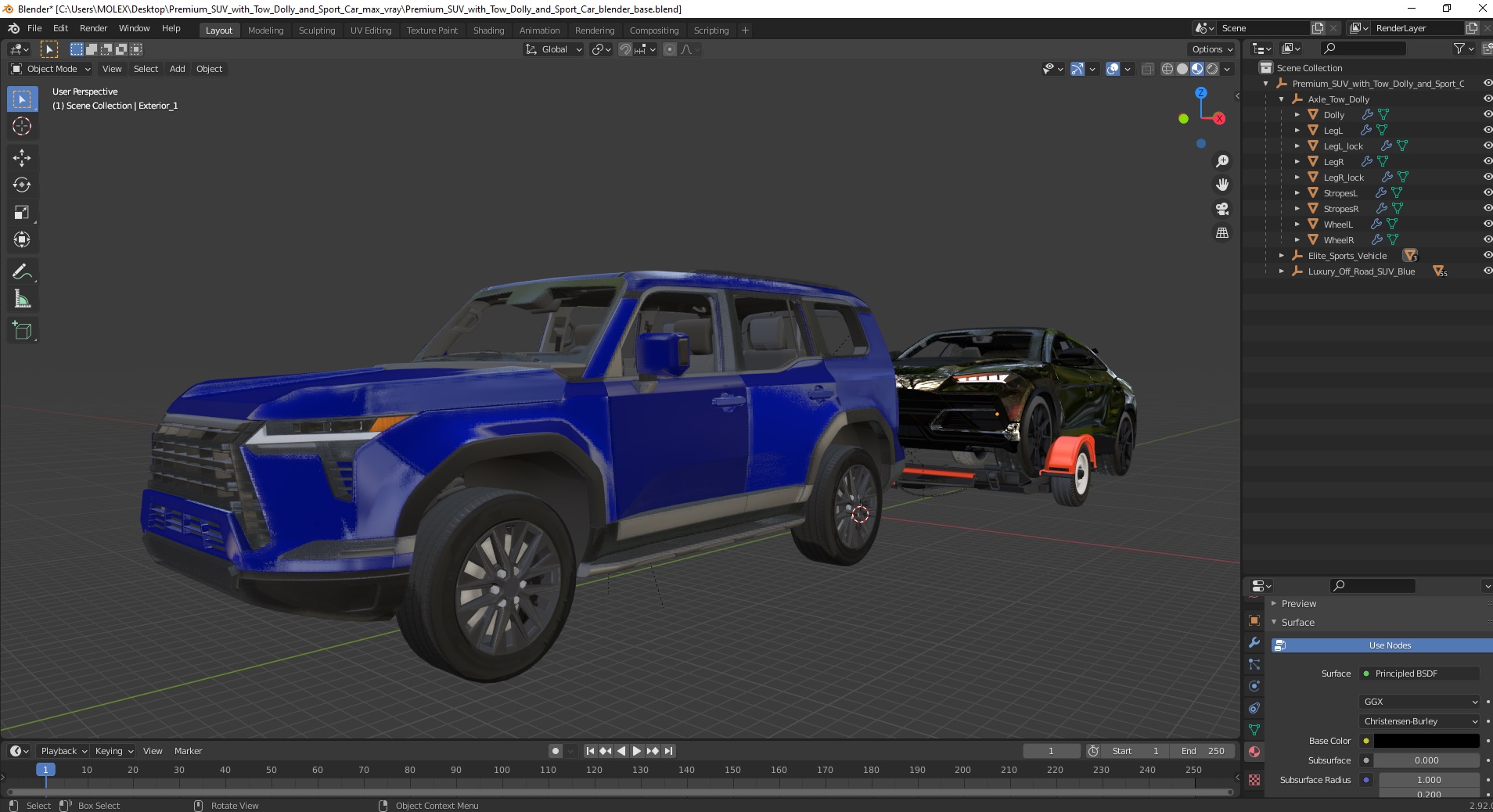 3D model Premium SUV with Tow Dolly and Sport Car