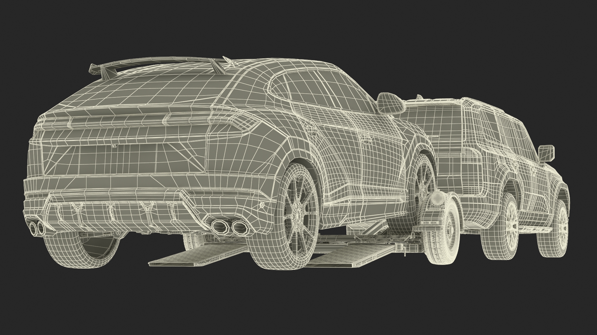 3D model Premium SUV with Tow Dolly and Sport Car