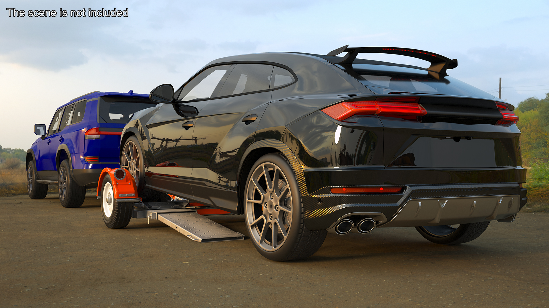3D model Premium SUV with Tow Dolly and Sport Car