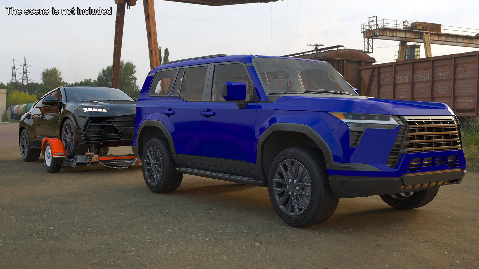 3D model Premium SUV with Tow Dolly and Sport Car