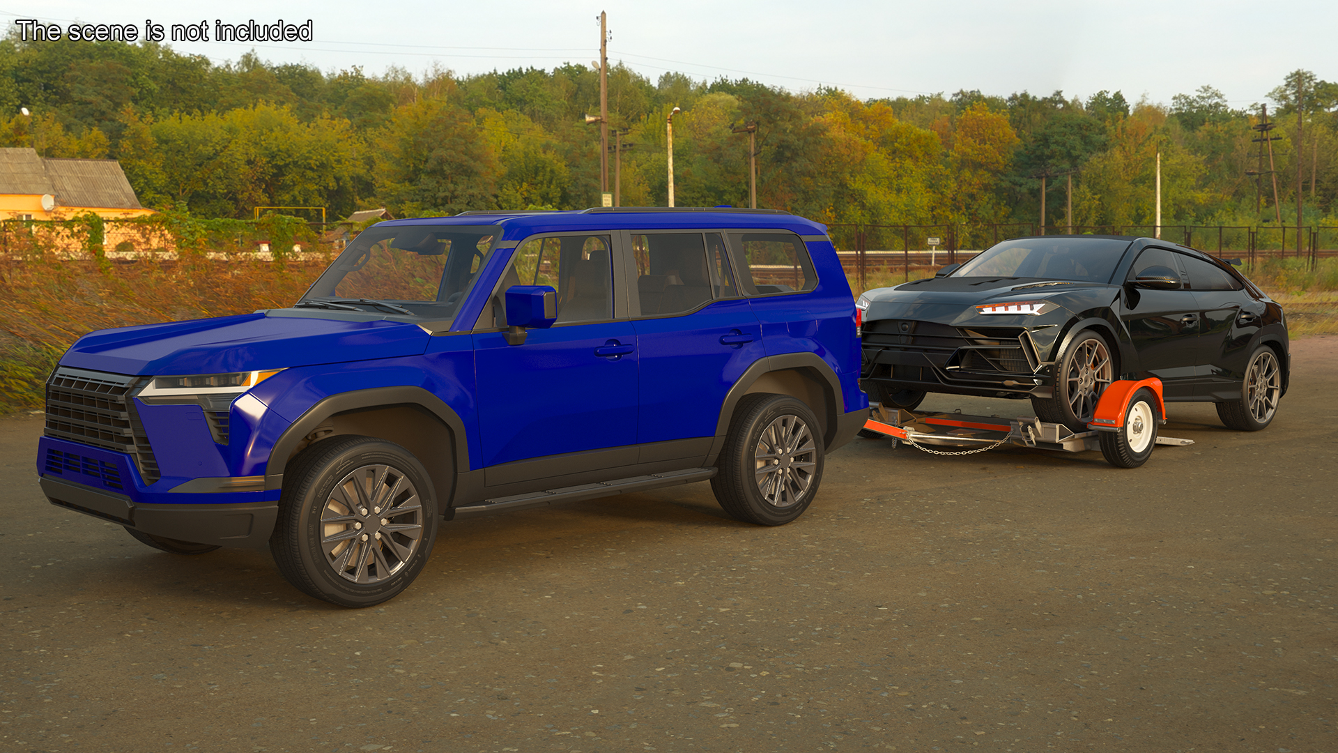 3D model Premium SUV with Tow Dolly and Sport Car
