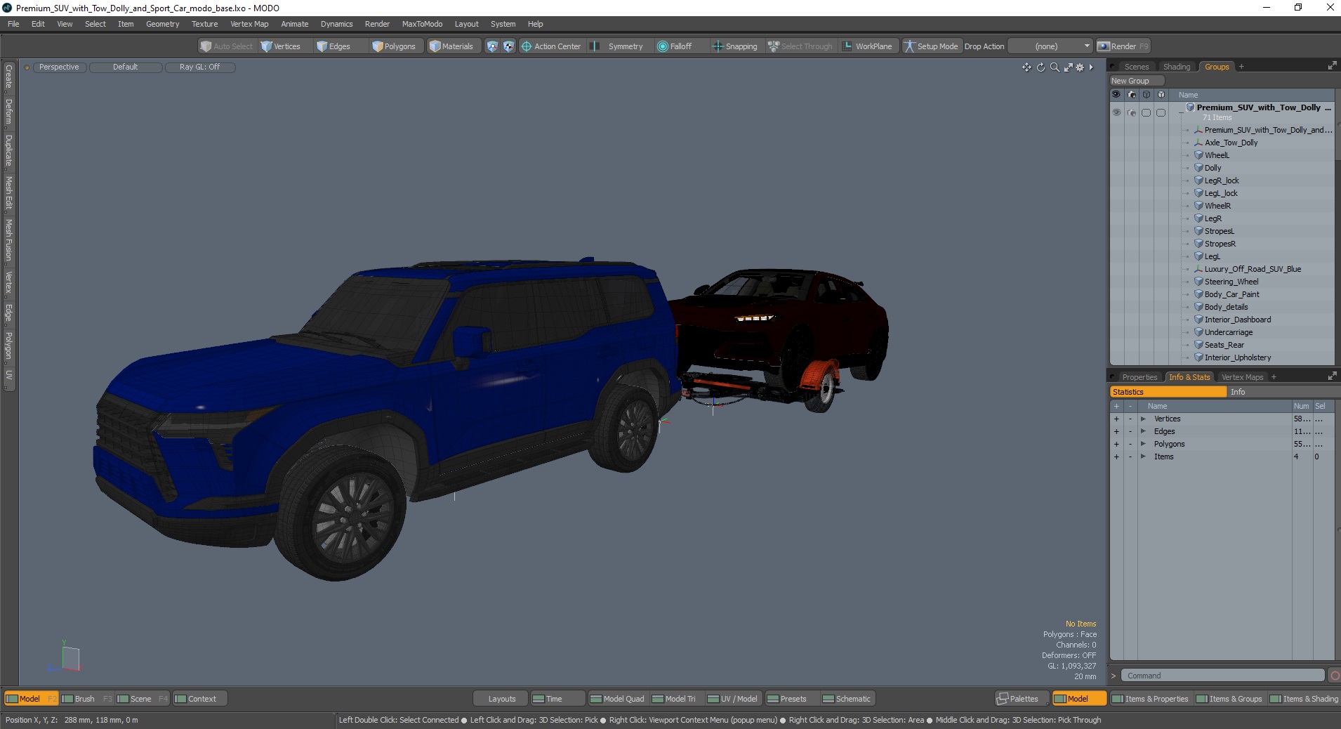 3D model Premium SUV with Tow Dolly and Sport Car