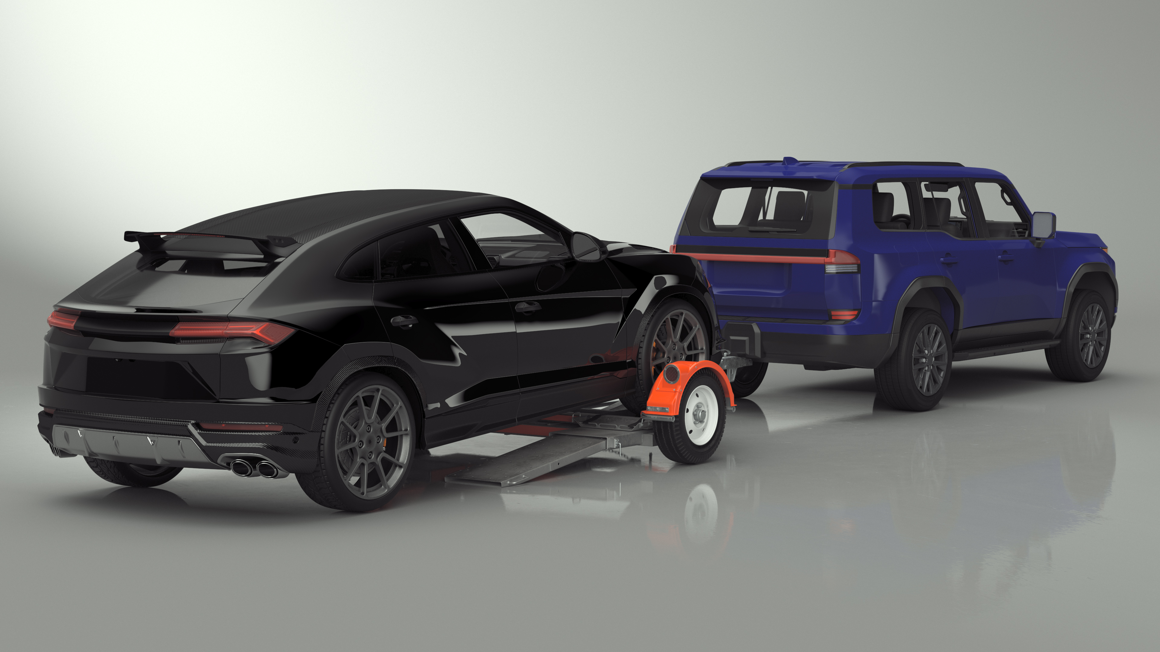 3D model Premium SUV with Tow Dolly and Sport Car