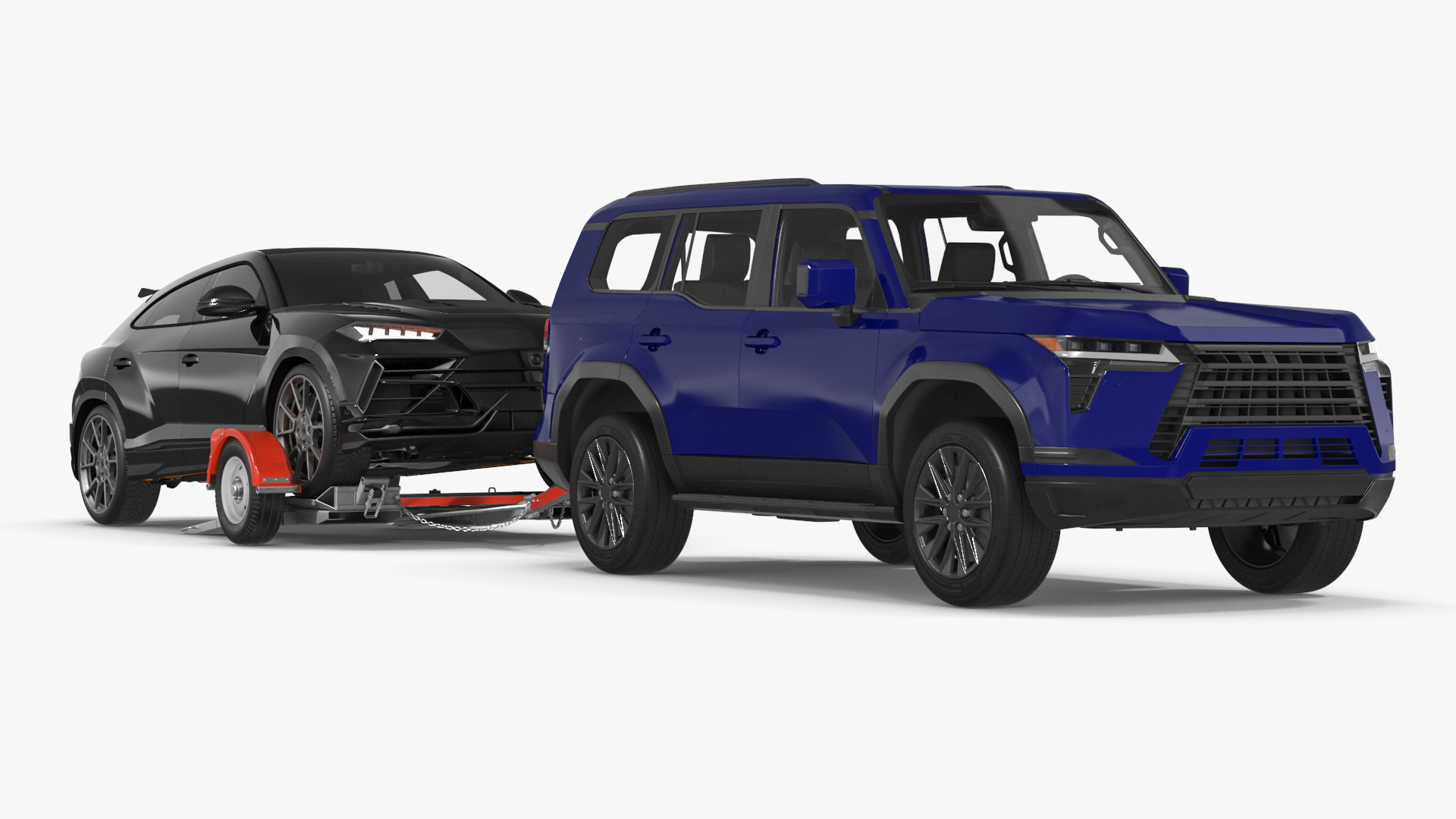 3D model Premium SUV with Tow Dolly and Sport Car