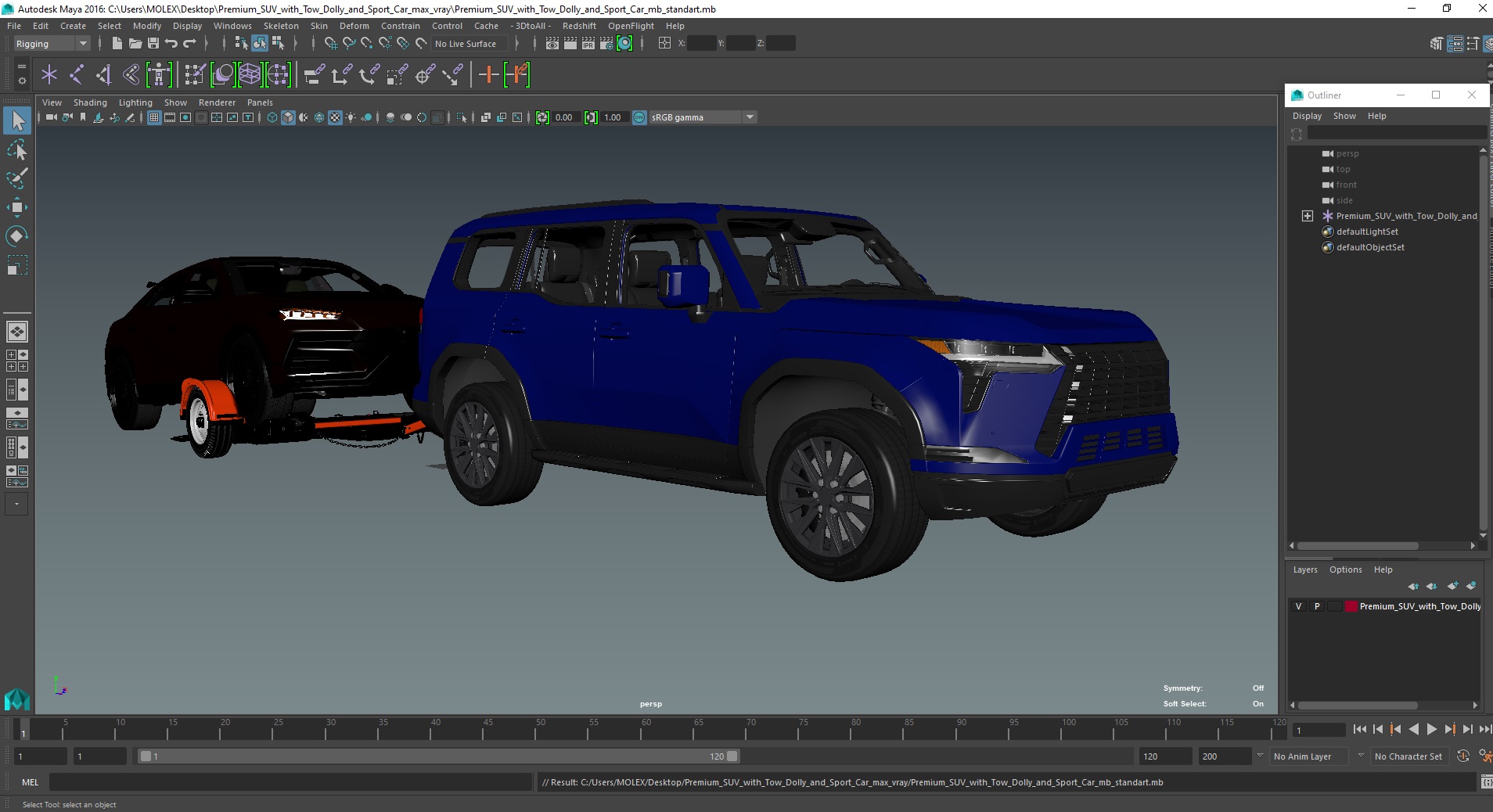 3D model Premium SUV with Tow Dolly and Sport Car
