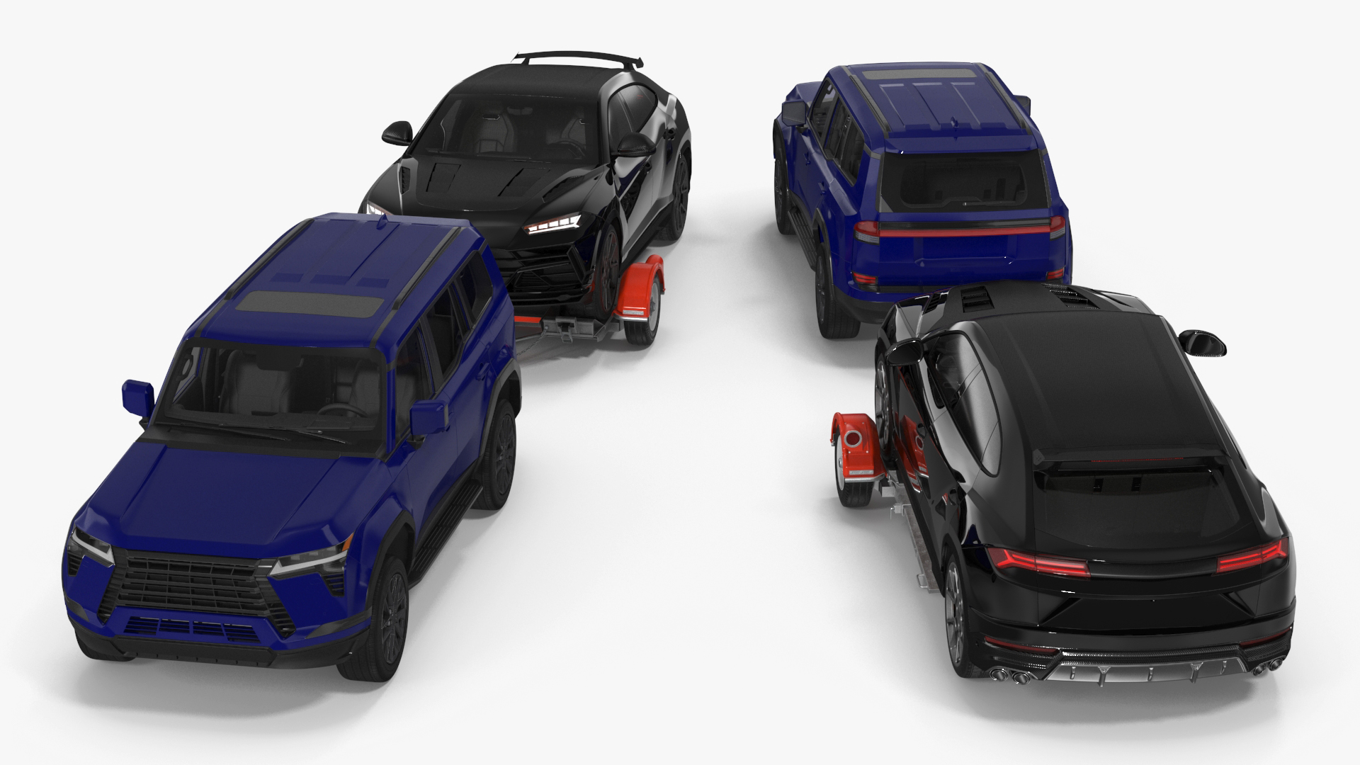 3D model Premium SUV with Tow Dolly and Sport Car