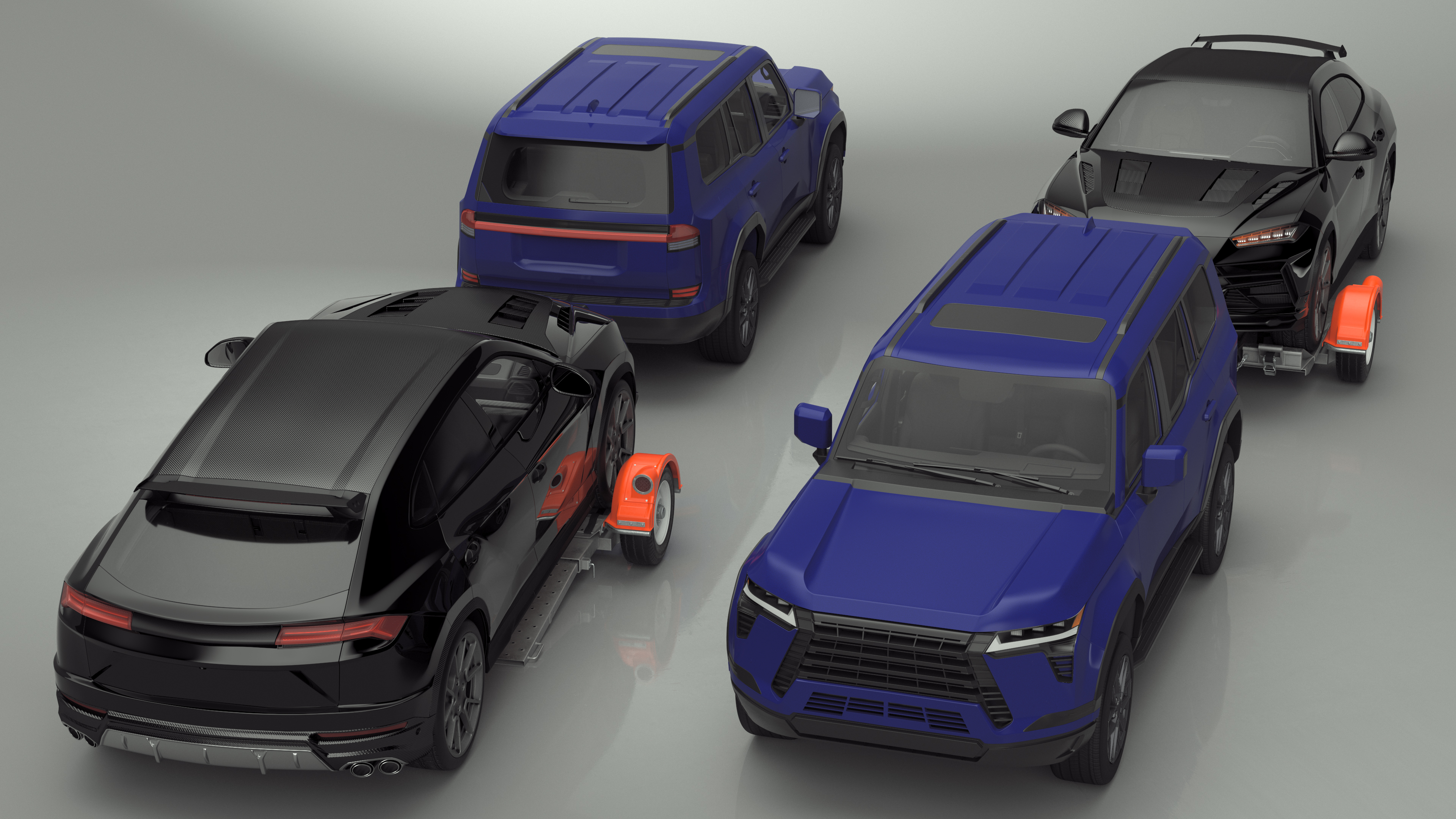 3D model Premium SUV with Tow Dolly and Sport Car