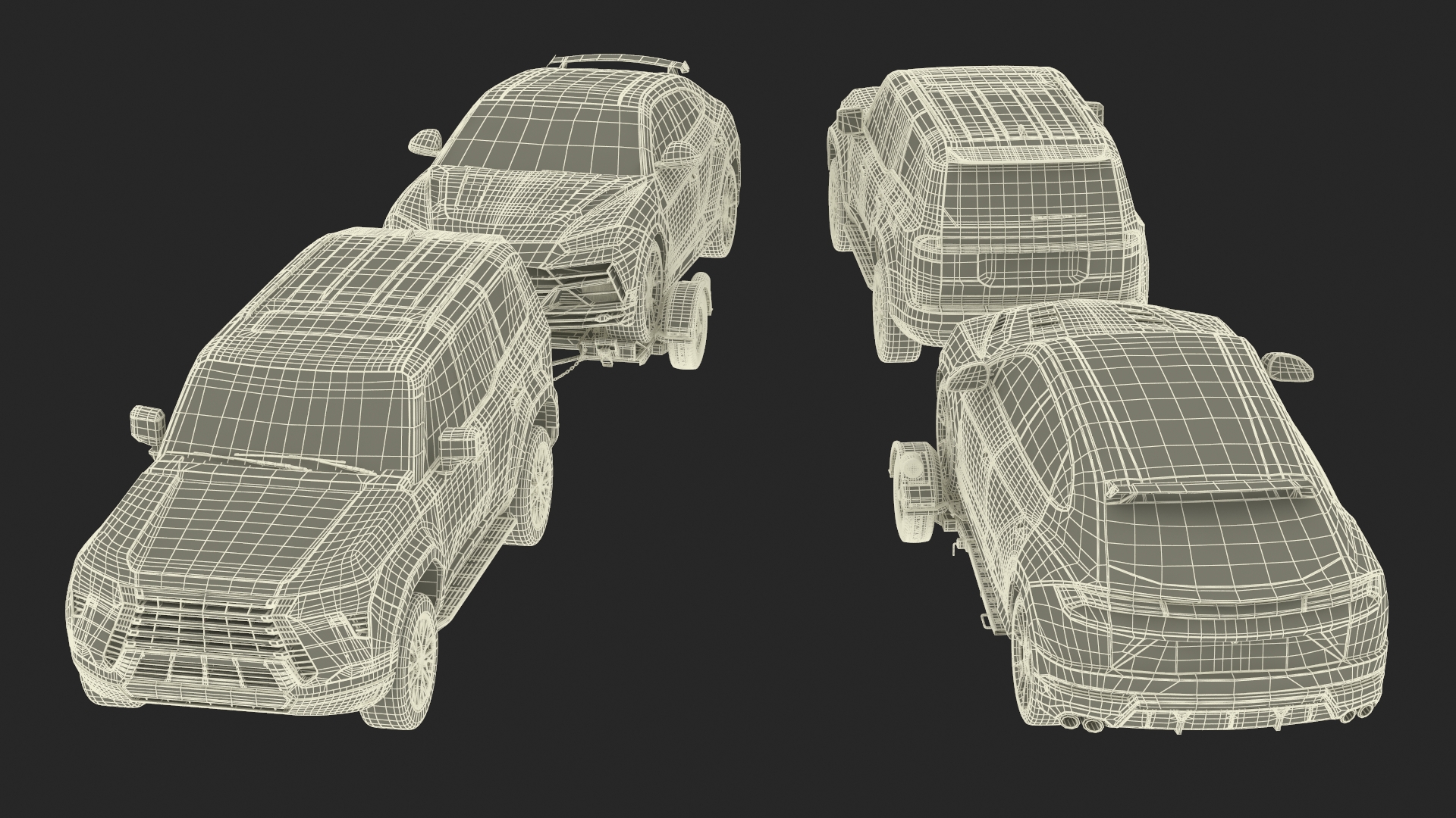 3D model Premium SUV with Tow Dolly and Sport Car