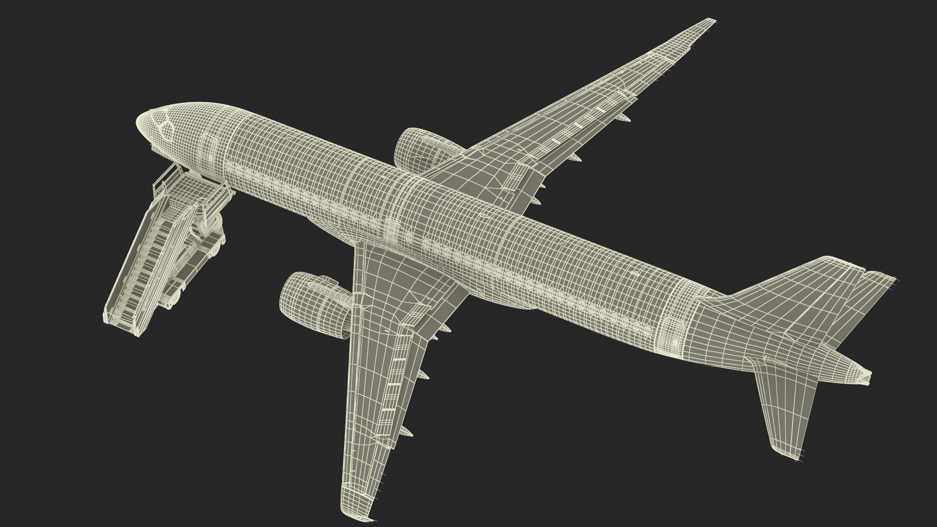 Airbus A220 with Passenger Boarding Stairs Car Rigged for Cinema 4D 3D