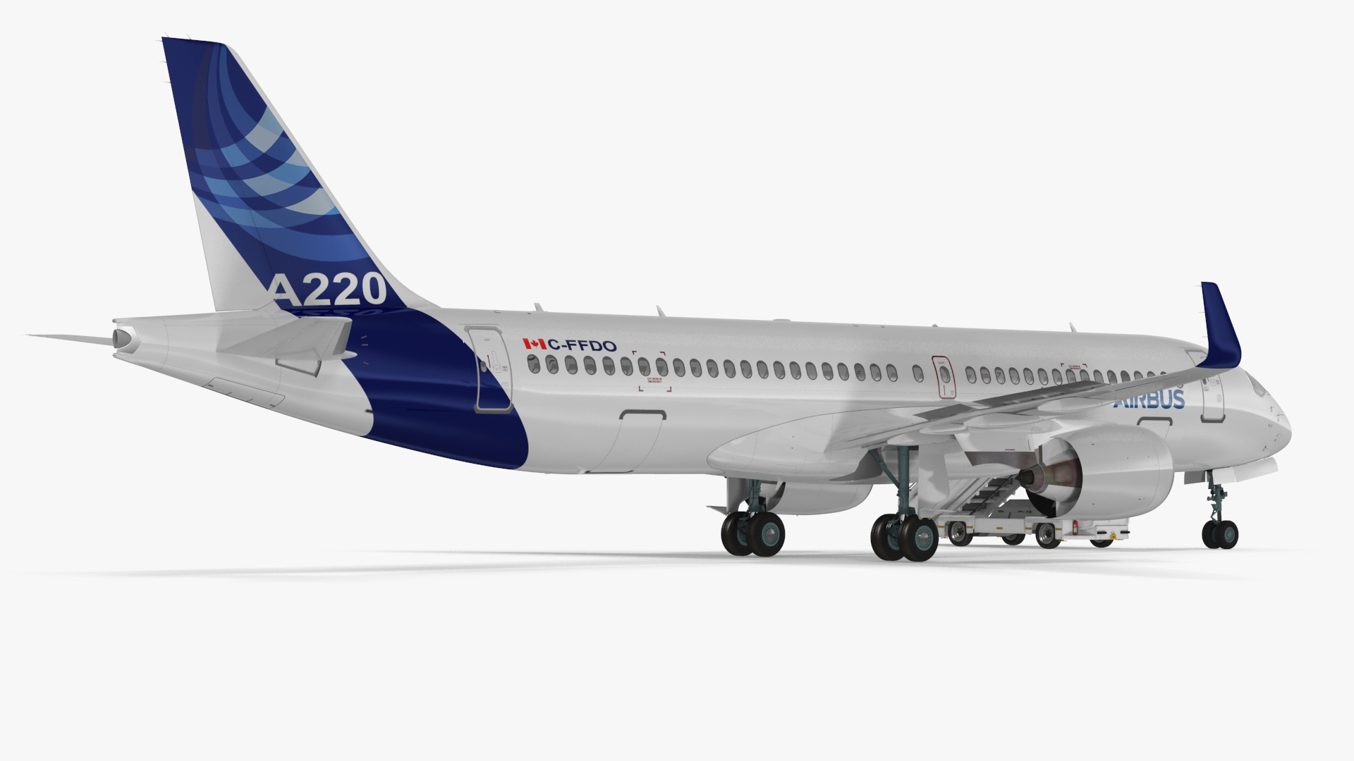 Airbus A220 with Passenger Boarding Stairs Car Rigged for Cinema 4D 3D