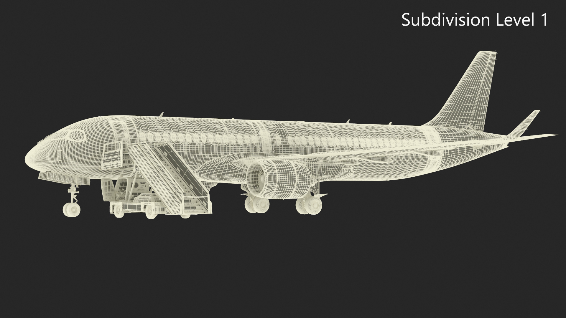 Airbus A220 with Passenger Boarding Stairs Car Rigged for Cinema 4D 3D