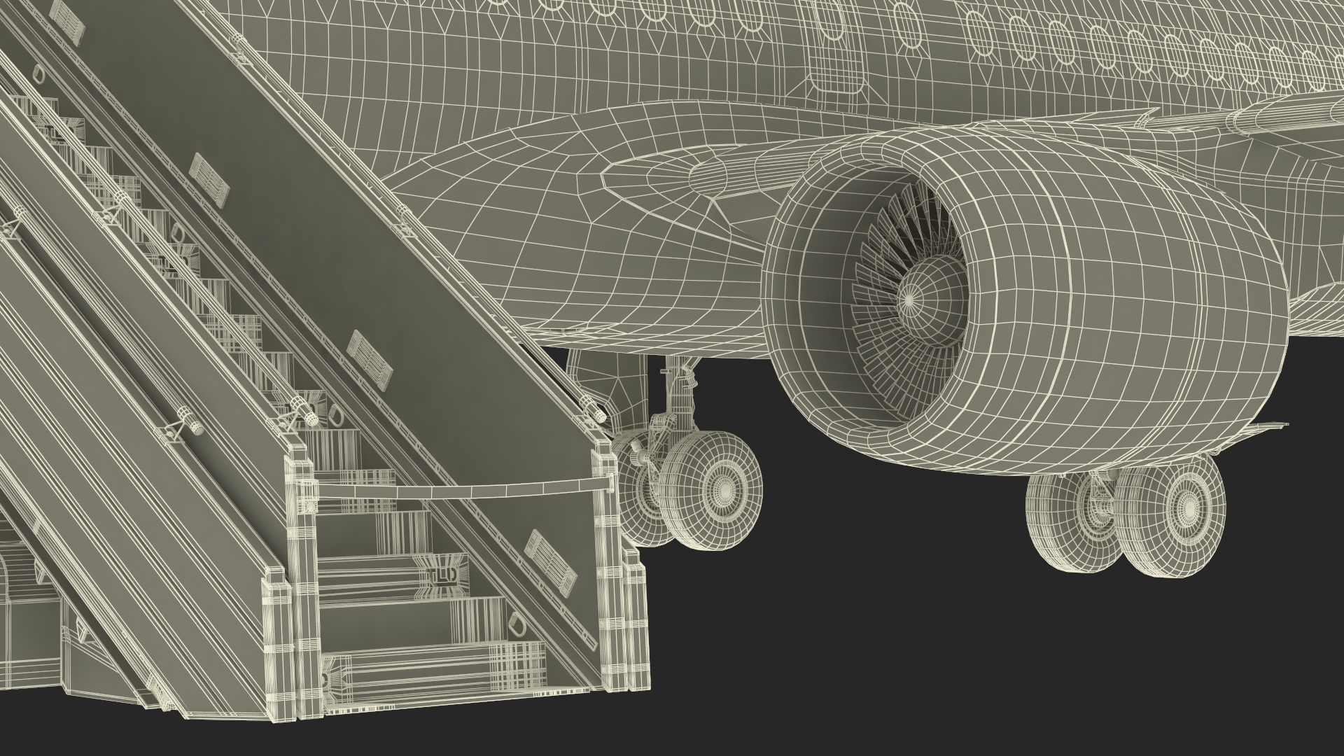 Airbus A220 with Passenger Boarding Stairs Car Rigged for Cinema 4D 3D